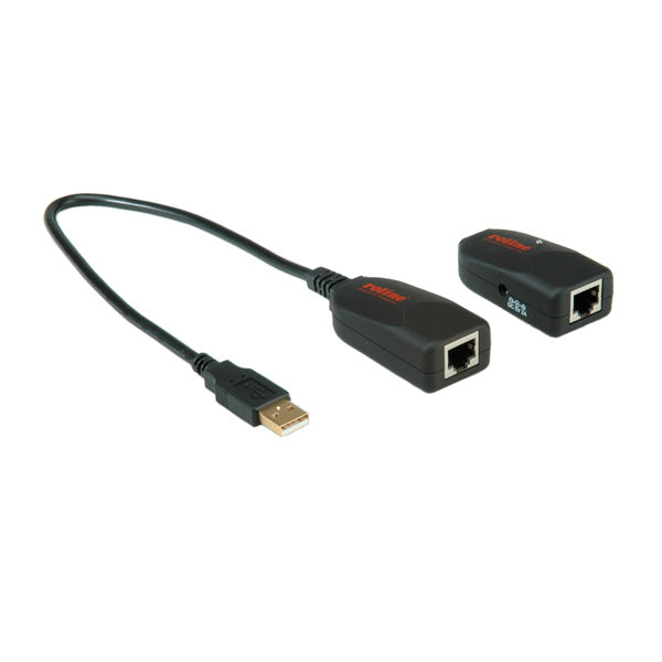 ROLINE USB-Verlängerung über RJ-45 – USB-A zu USB-A, bis 50 m, USB 2.0 Hi-Speed (480 Mbit/s) – Schwarz