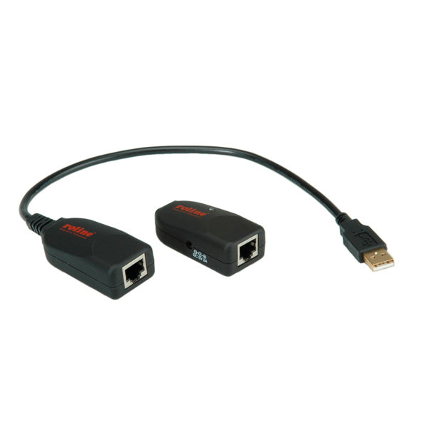 ROLINE USB-Verlängerung über RJ-45 – USB-A zu USB-A, bis 50 m, USB 2.0 Hi-Speed (480 Mbit/s) – Schwarz