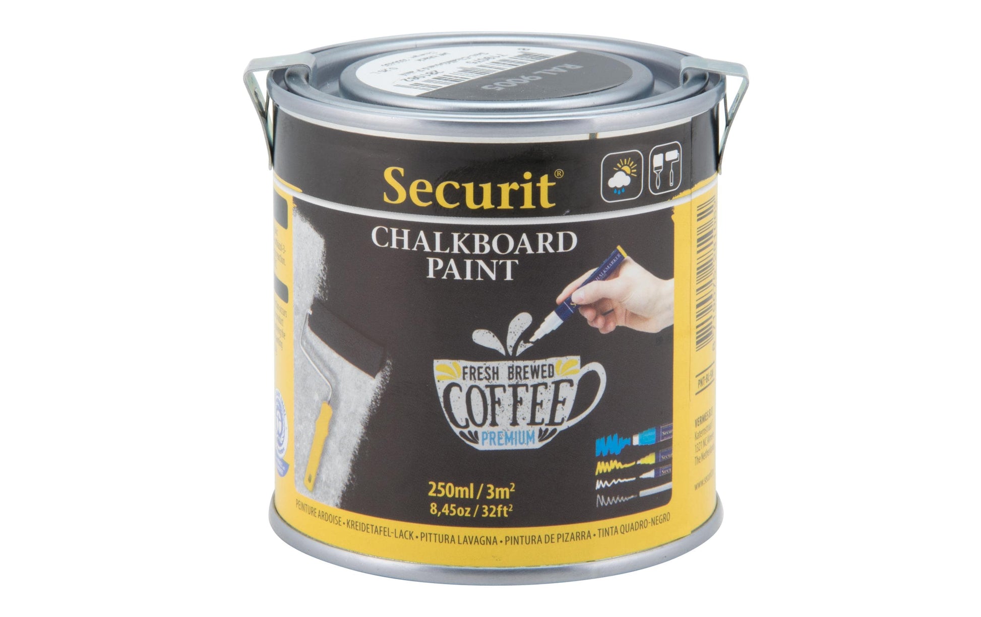 Securit Tafellack – Schwarz – 250 ml – für Glas, Holz, Metall