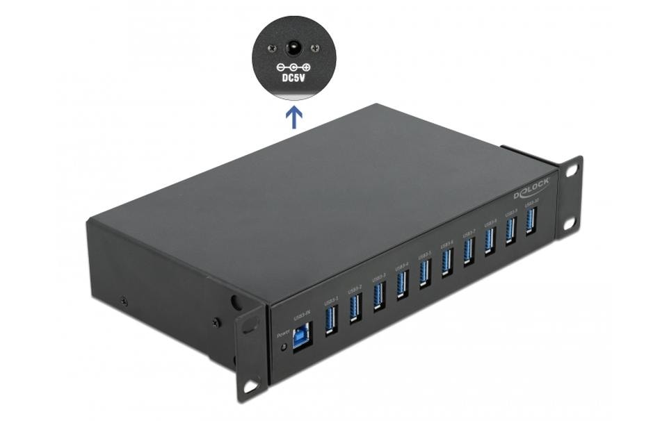 DeLOCK USB-Hub – USB-B, 10× USB-A (5 Gbit/s), für Windows/Linux/ChromeOS