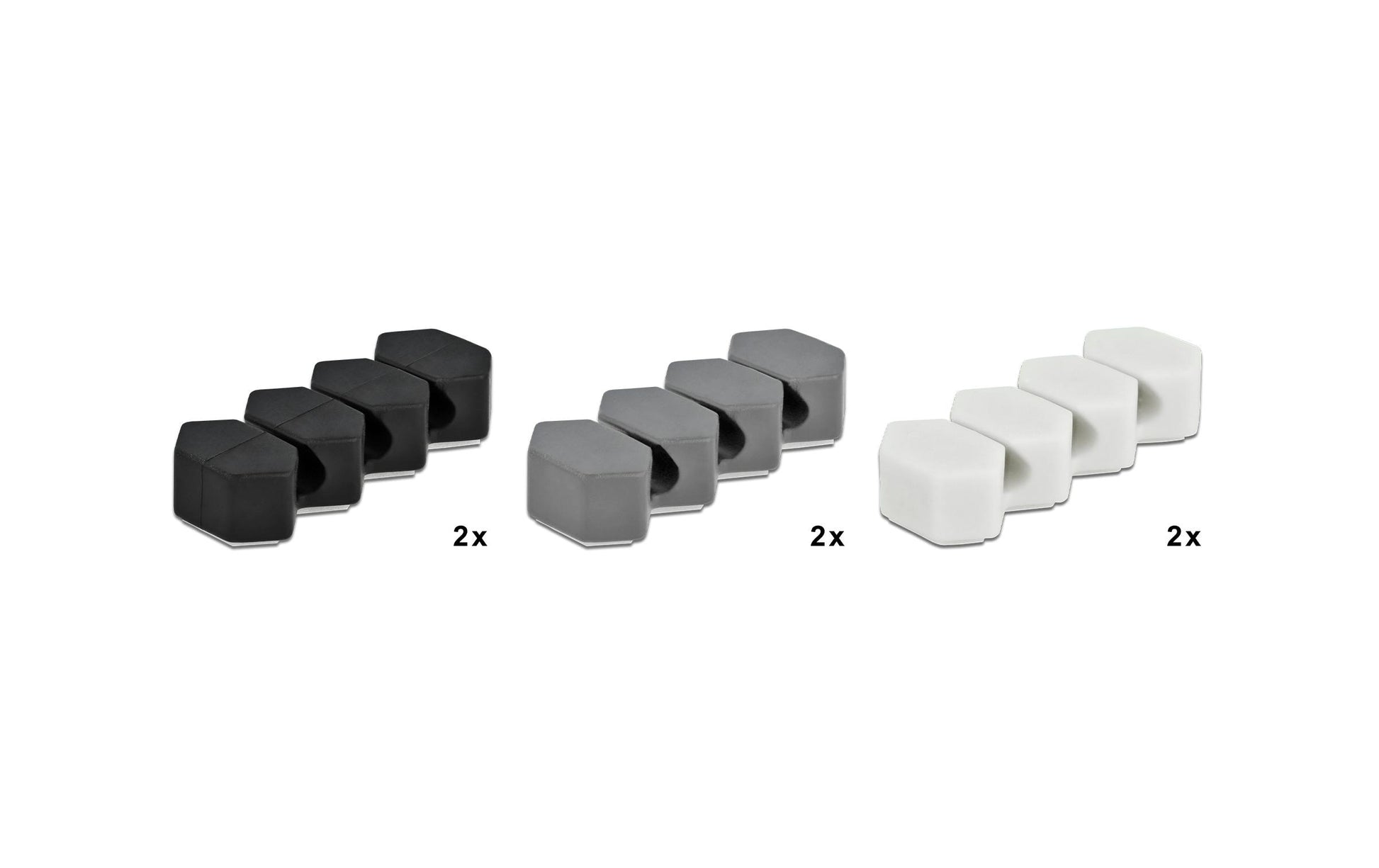 DeLOCK Kabelhalter, selbstklebend, 3 Durchführungen, für Kabel bis 6 mm, 6er-Pack – weiss