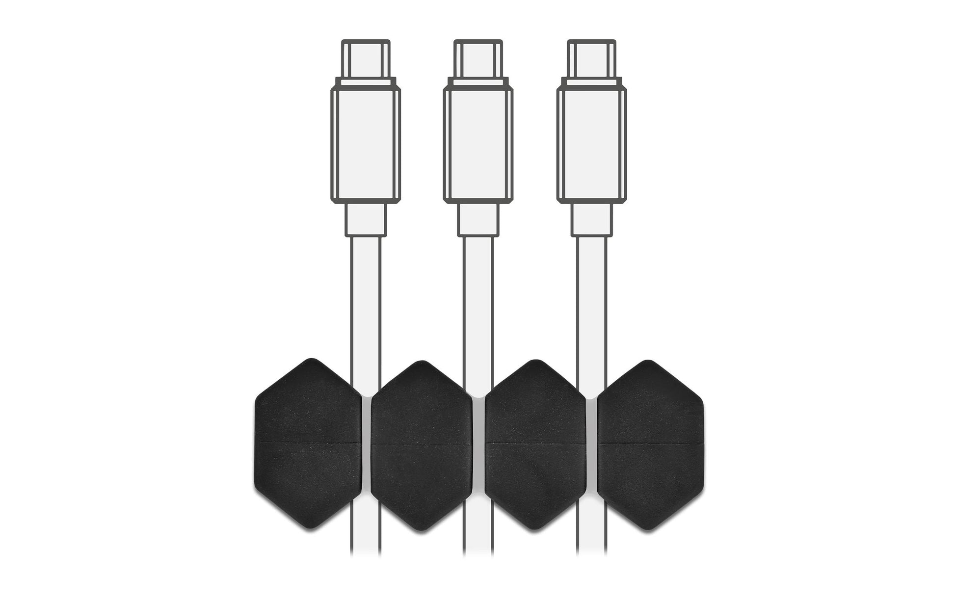 DeLOCK Kabelhalter, selbstklebend, 3 Durchführungen, für Kabel bis 6 mm, 6er-Pack – weiss