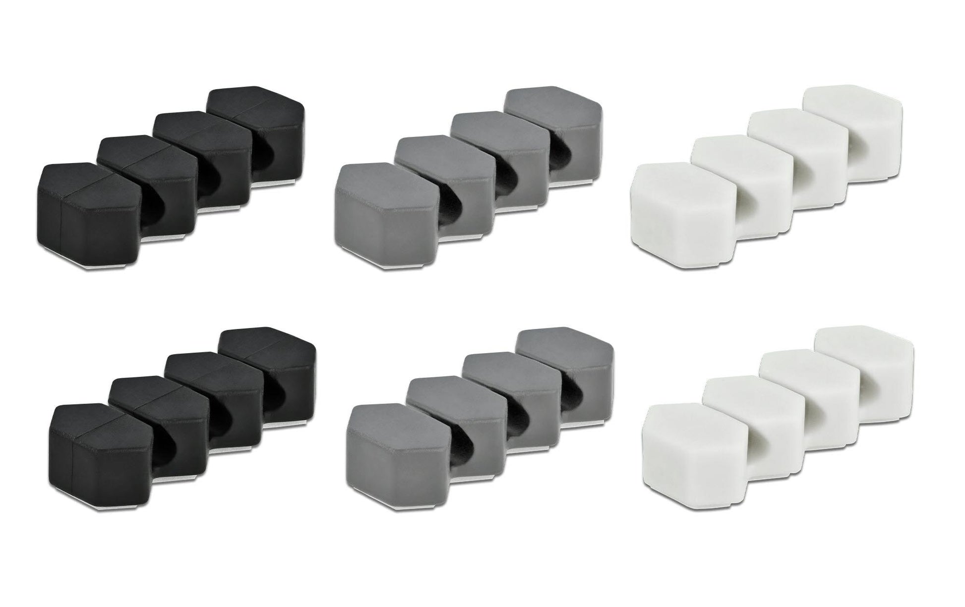 DeLOCK Kabelhalter, selbstklebend, 3 Durchführungen, für Kabel bis 6 mm, 6er-Pack – weiss