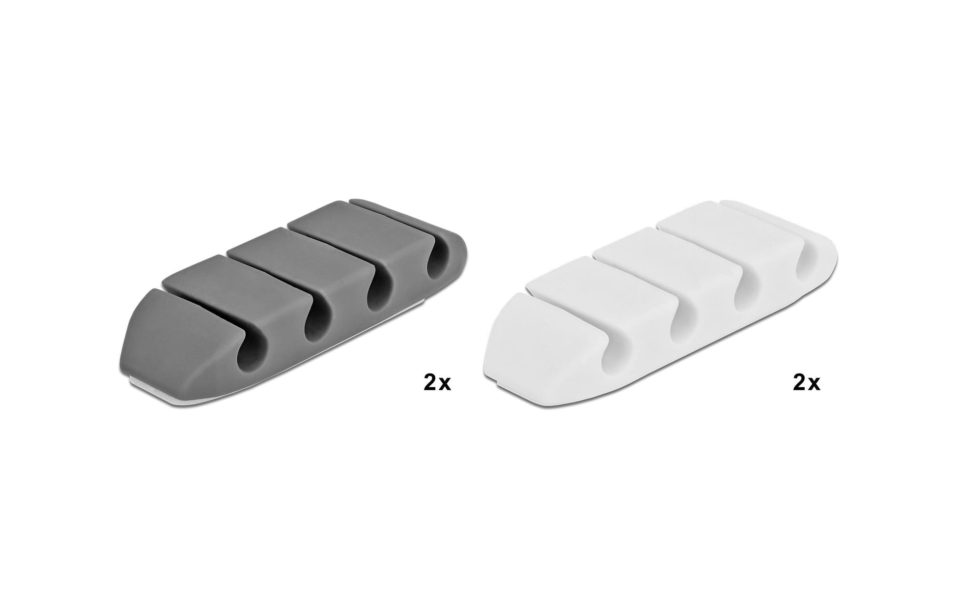 DeLOCK Kabelhalter, selbstklebend, 4 Durchführungen, für Kabel bis 6 mm – weiss