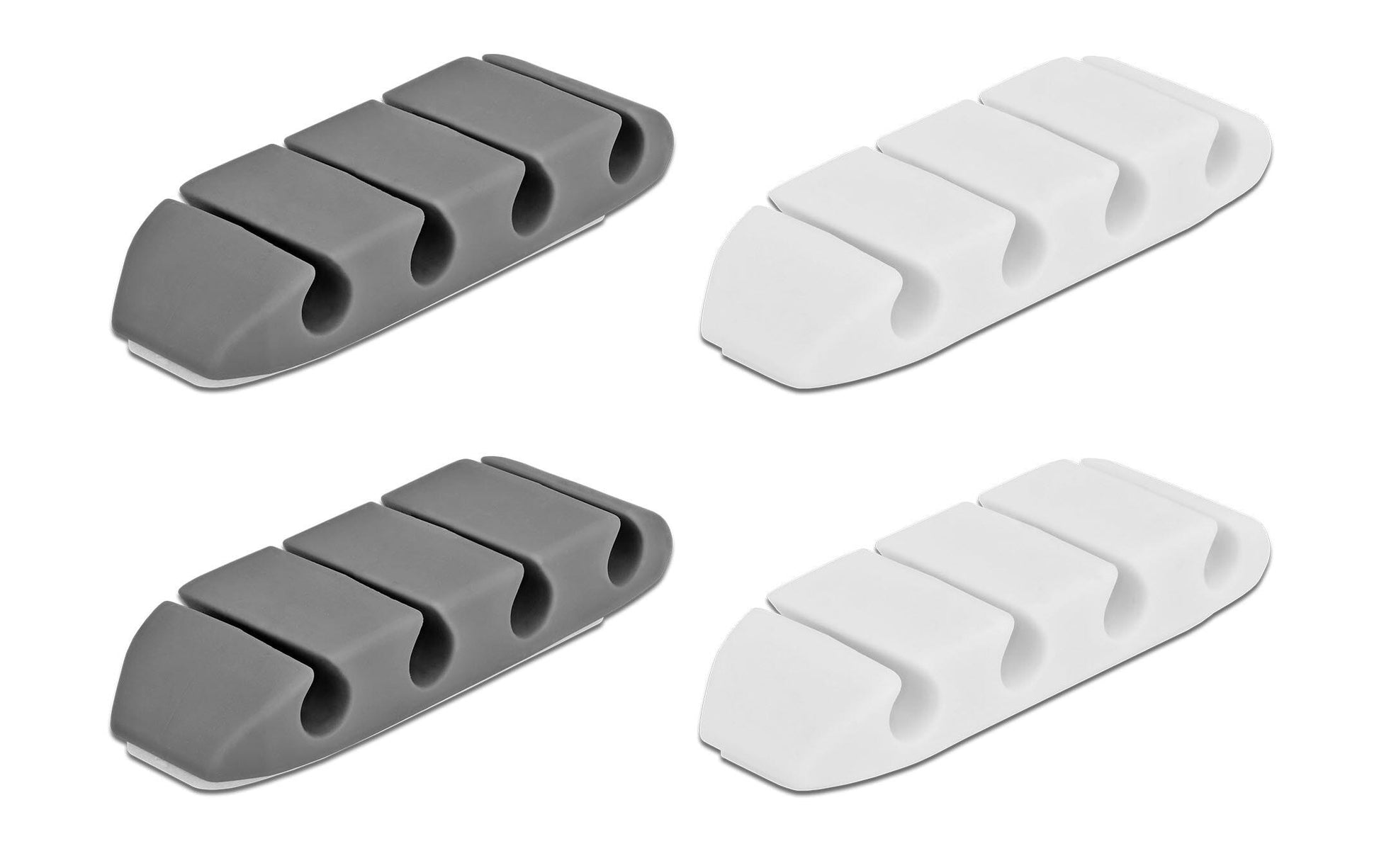 DeLOCK Kabelhalter, selbstklebend, 4 Durchführungen, für Kabel bis 6 mm – weiss