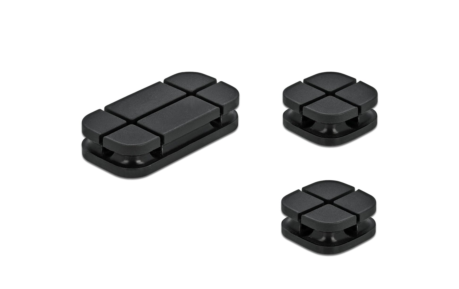 DeLOCK Kabelhalter, selbstklebend, Ø bis 5 mm, 3er-Pack – schwarz