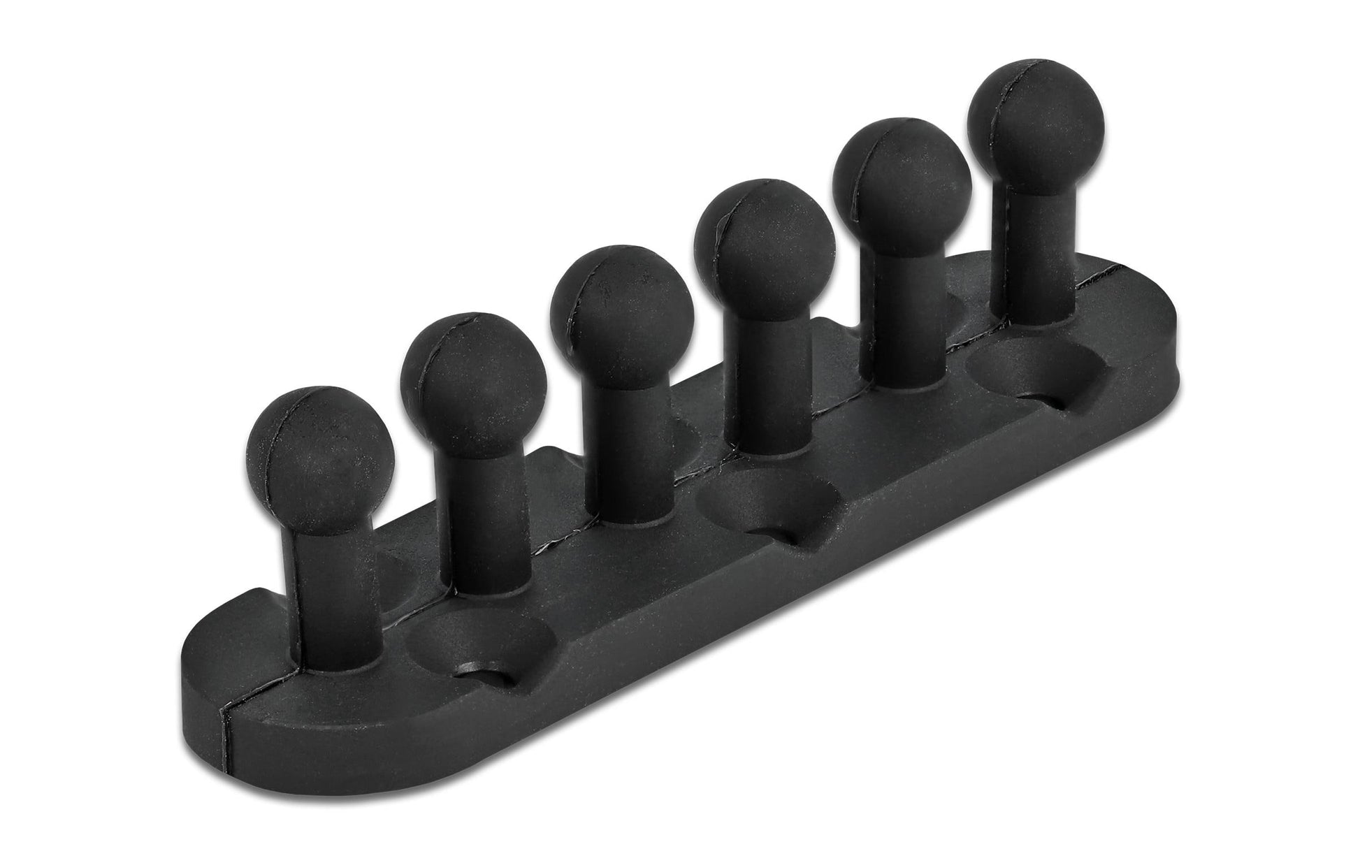 DeLOCK Kabelhalter, selbstklebend, schraubbar, Ø bis 5 mm, 6er-Pack – schwarz