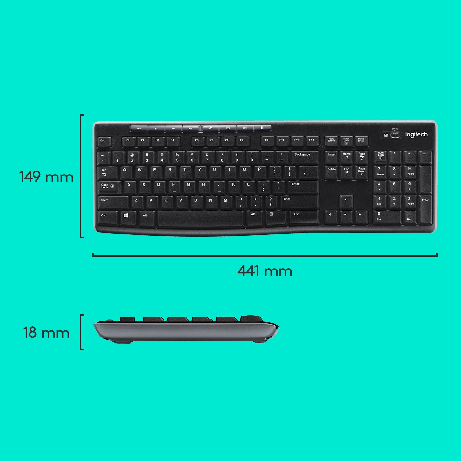 Logitech MK270 – Tastatur- und Maus-Set – 2,4 GHz USB-A (Unifying-Empfänger) – QWERTY (US-INT) – Schwarz/Silber