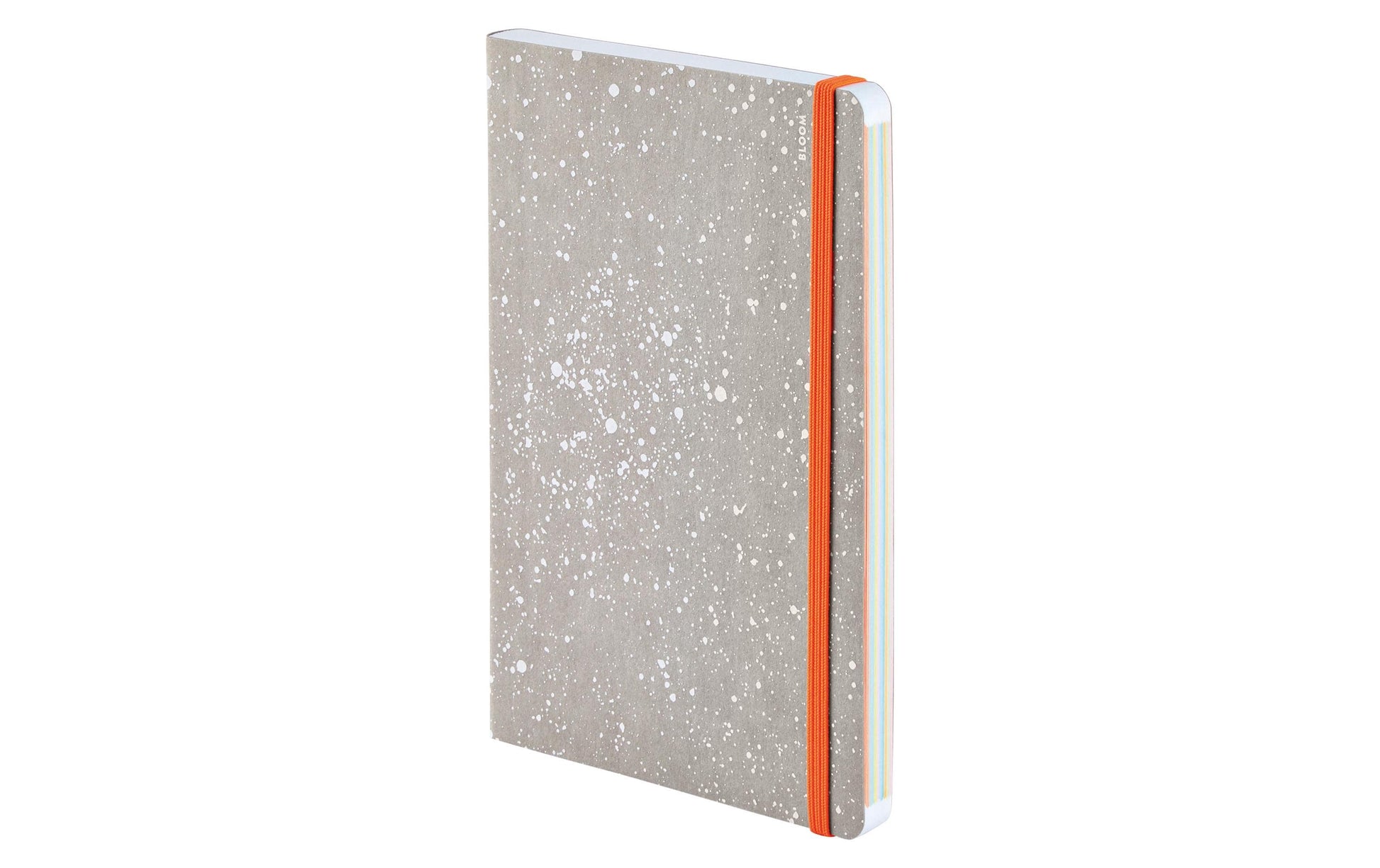 Nuuna Notizbuch – A5 – 176 Blatt – 120 g/m² – Softcover, nummerierte Seiten, Gummiband – grau/orange/weiss