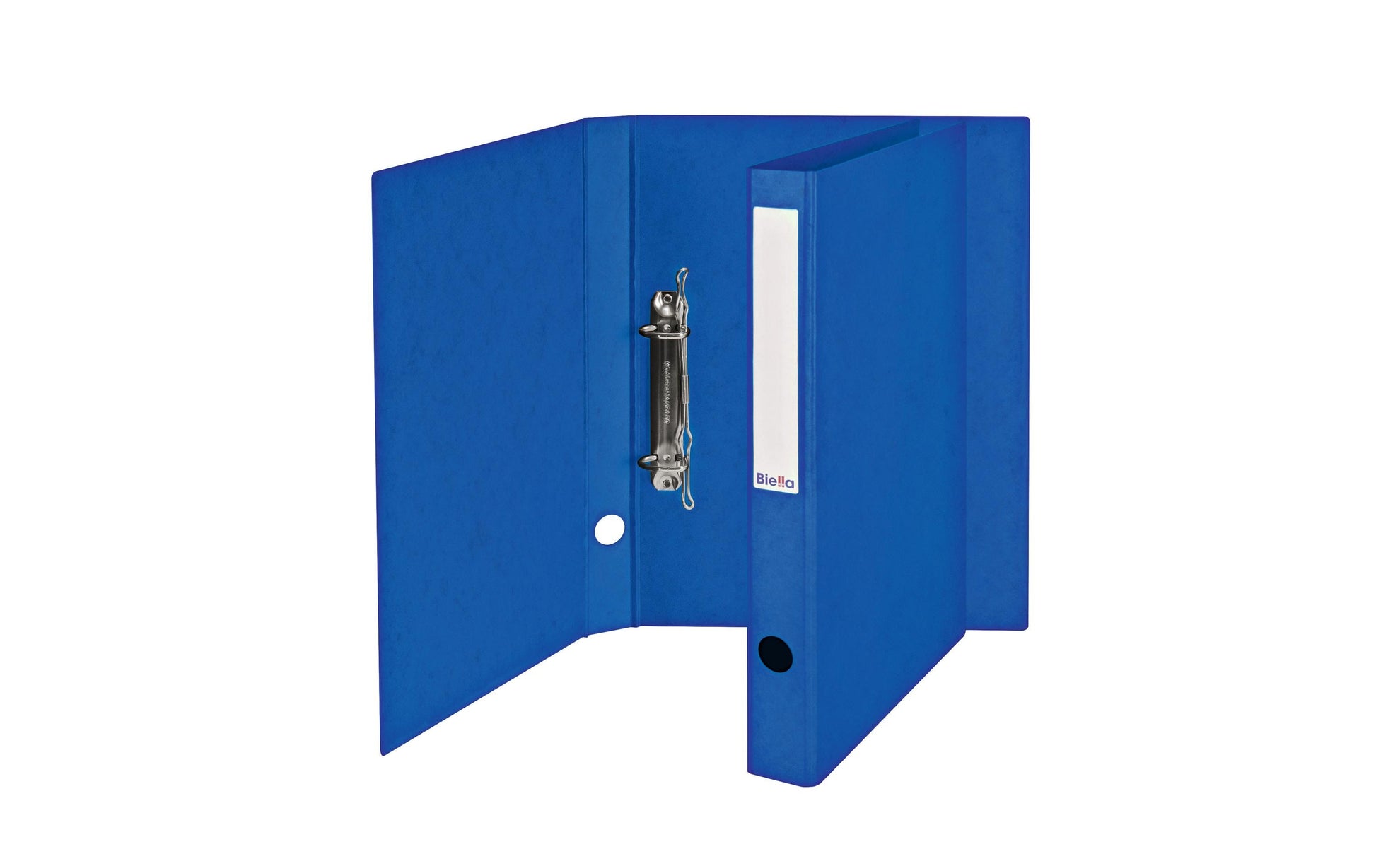 Biella Zeigebuch – A4 Hochformat – 2-Ring Bügelmechanik, Ø 25 mm, Rücken 31 mm – Blau, mit Niederhalter