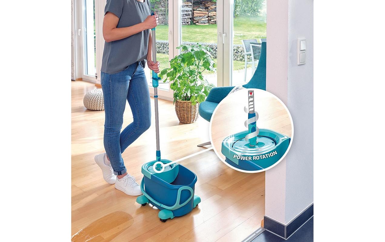 Leifheit Clean Twist Disc Mop – Wischmopp-Set – Wischbreite 30 cm, Teleskopstiel, Mint