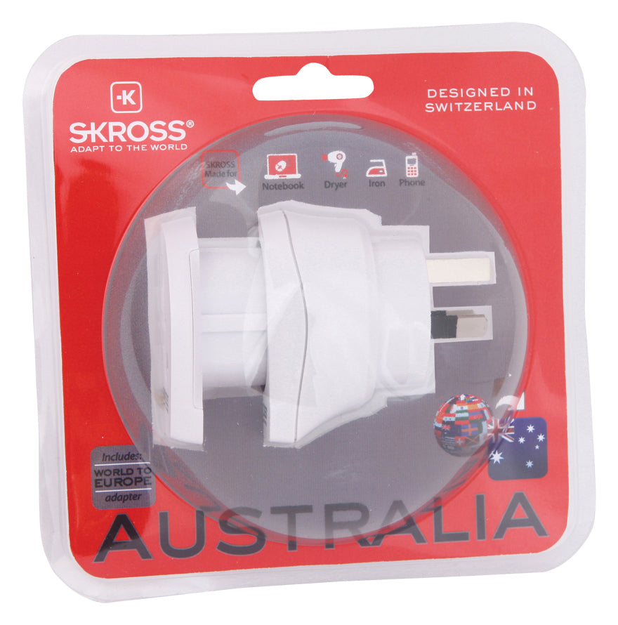 SKROSS – Reiseadapter – 2300 W, 3-polig (geerdet) – von World nach Australien – weiss