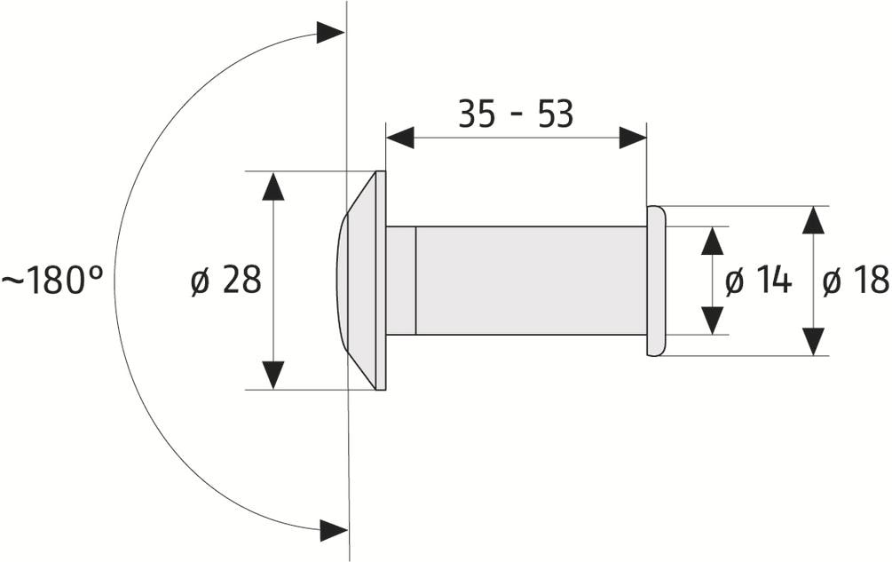 ABUS 2203 S CL/DFNLI Türspion-Set – 180°, Türe, Ø28 mm, Türstärke 35–106 mm, Metall, Silber