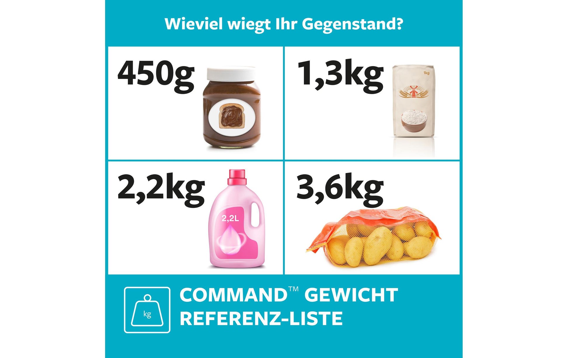 Command Haken – Kunststoff – Weiss (– 1,4 kg, selbstklebend) – 2 Stück
