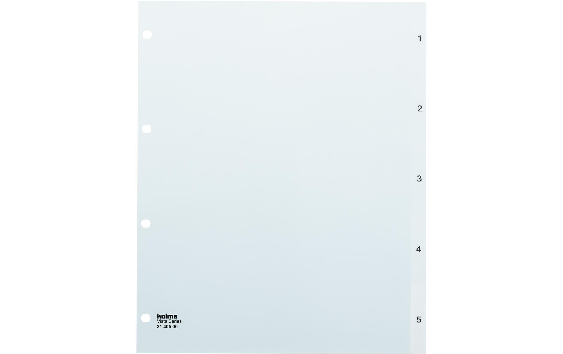 Kolma Vista XL Register – Vollformat überbreit, 5-teilig, PP, transparent, vorgedruckt, für A4 hoch überbreit
