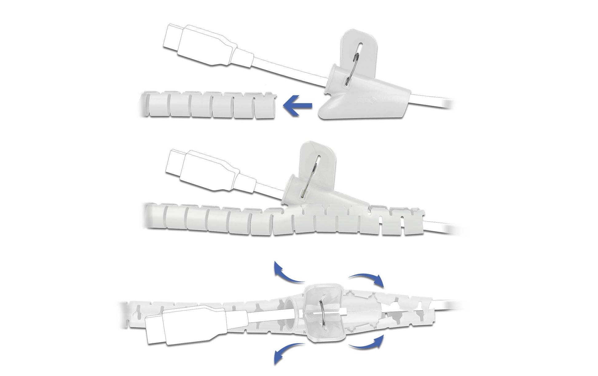 DeLOCK Kabelschlauch, Ø 15 mm × 2,5 m, wiederverwendbar – weiss