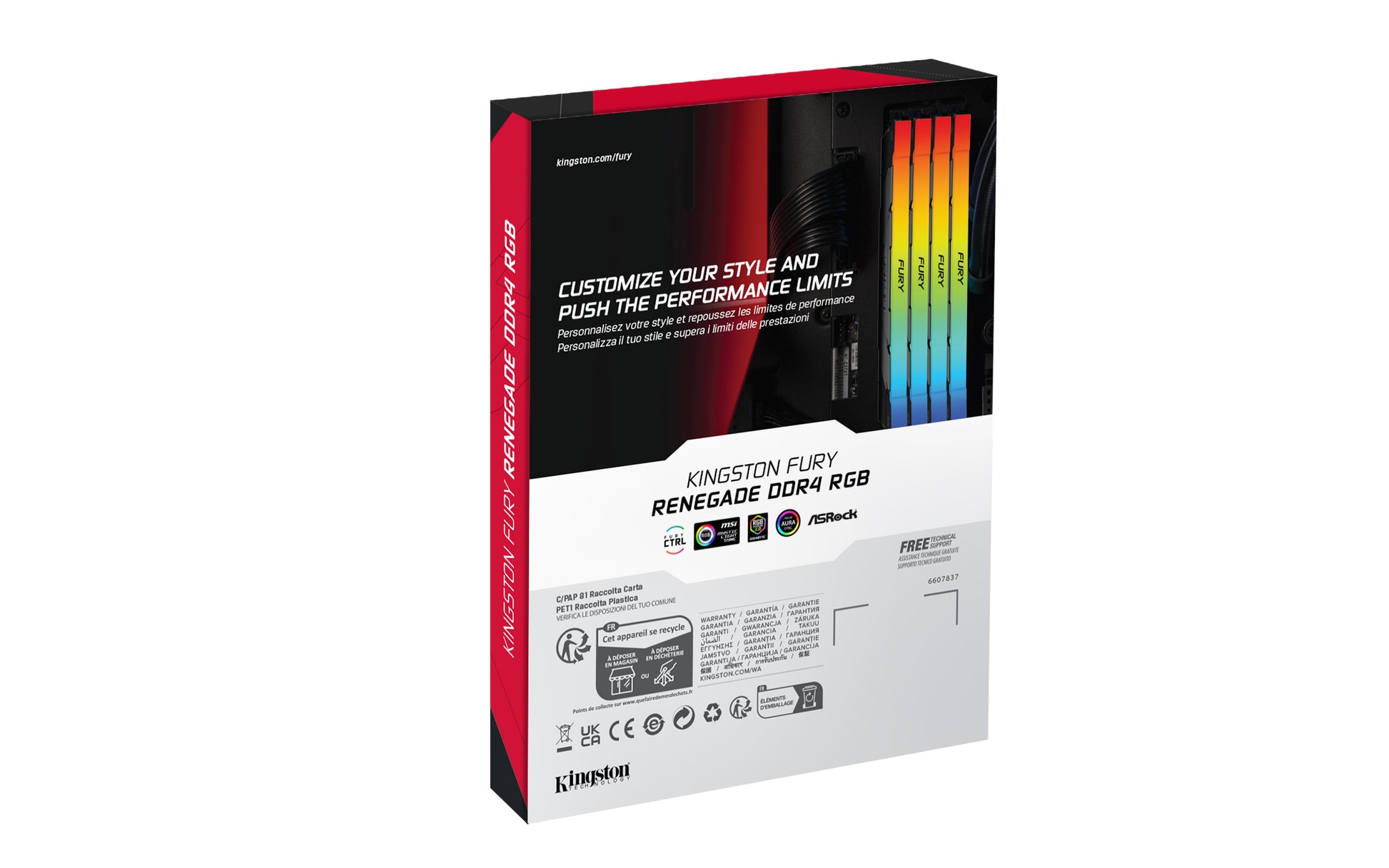 Kingston Technology Kingston FURY Renegade RGB – 16 GB DDR4 3600 MT/s CL16, 1×16 GB, 288-Pin DIMM, 1,35 V, RGB