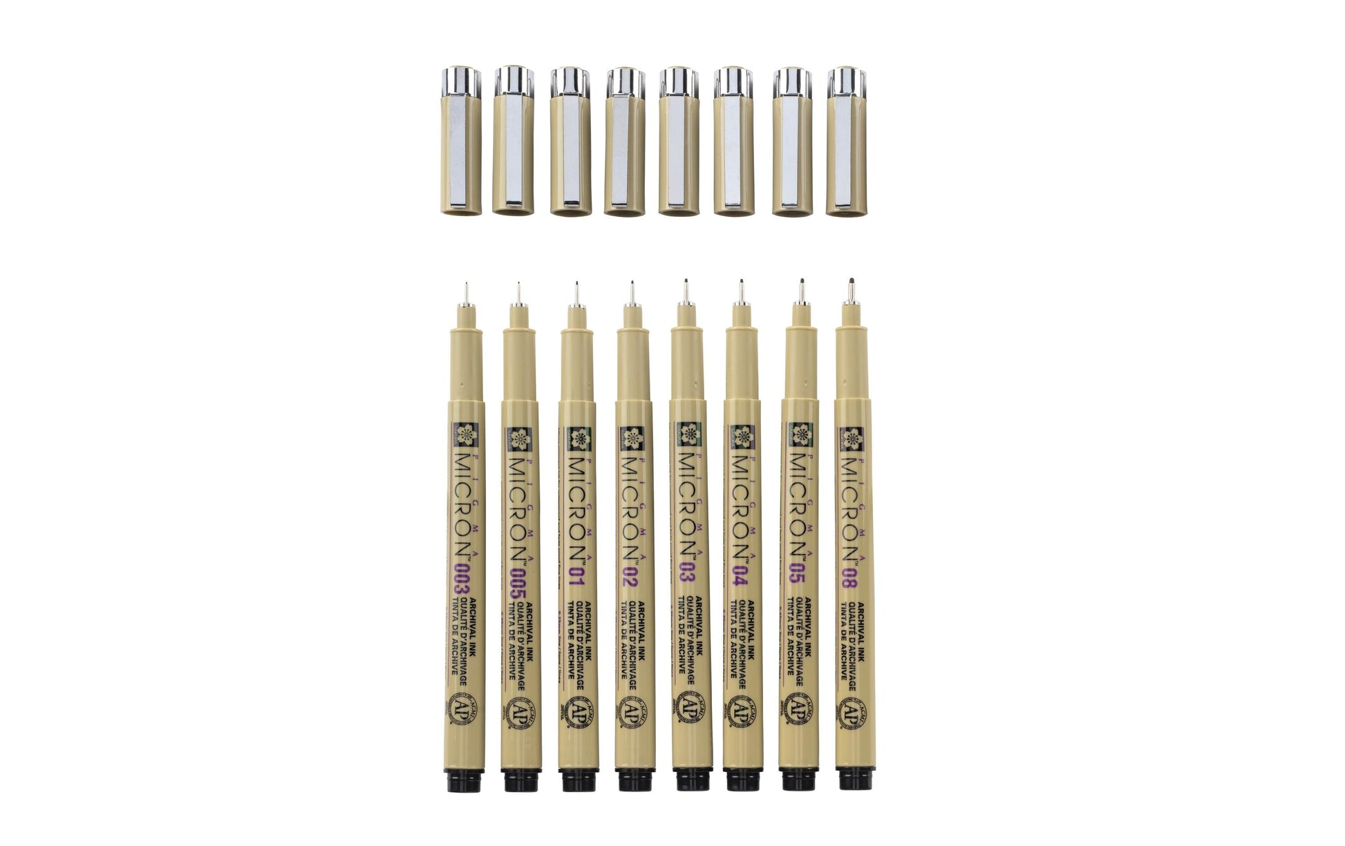 Sakura Pigma Micron Fineliner – 8er-Set – Schwarz – Wasserfest