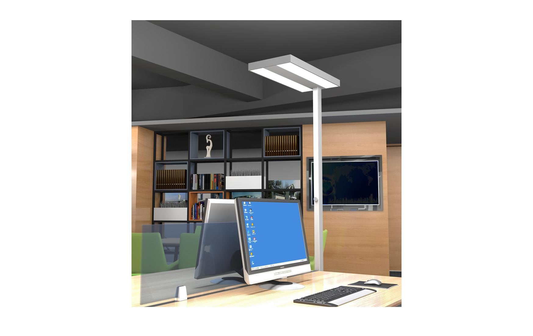 Contini LED-Stehleuchte – 195 cm, 4600 lm, 80 W, 4000 K, dimmbar, silber, Umgebungslichtsensor