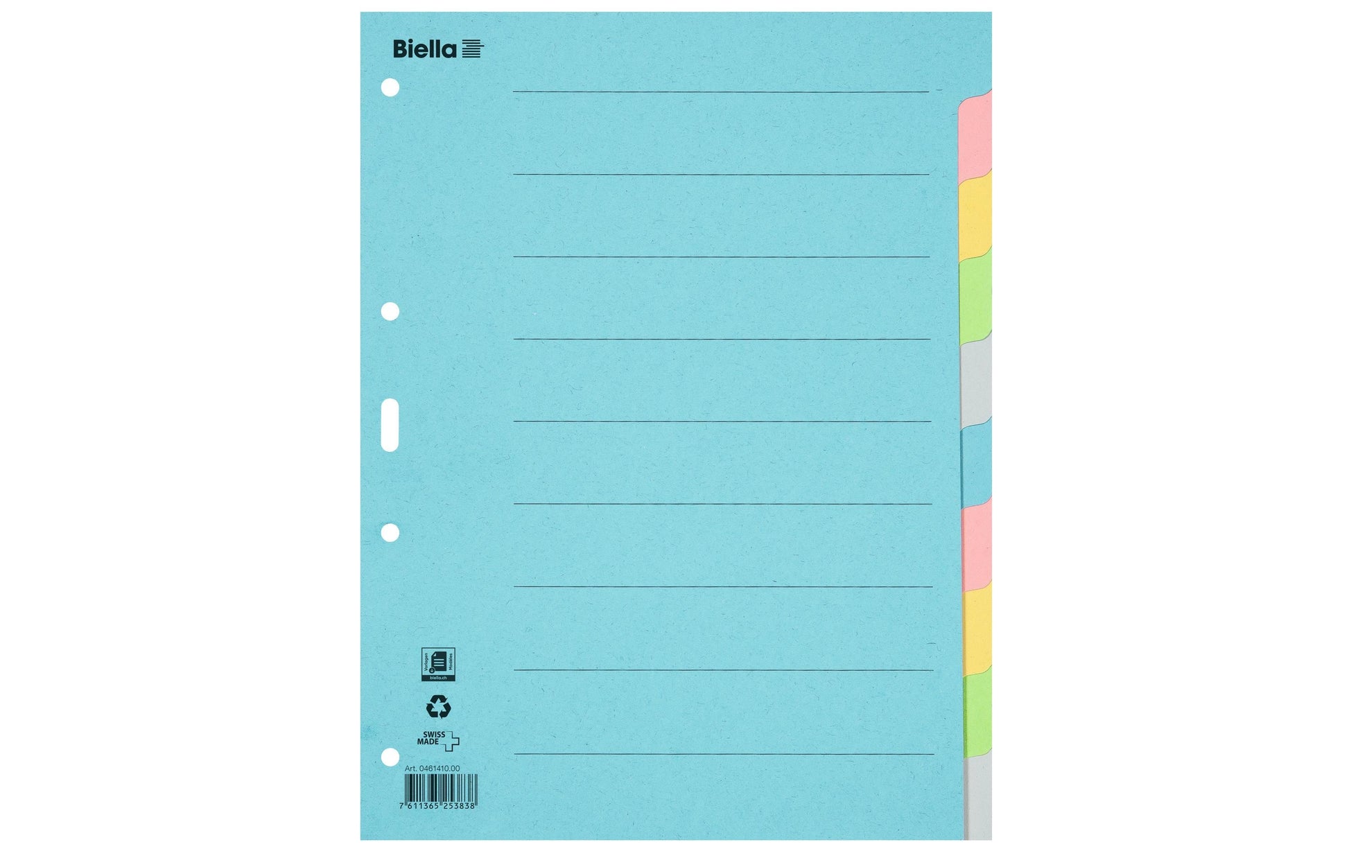 Biella Register – A4, 10-teilig, Karton, farbig, 11-fach gelocht