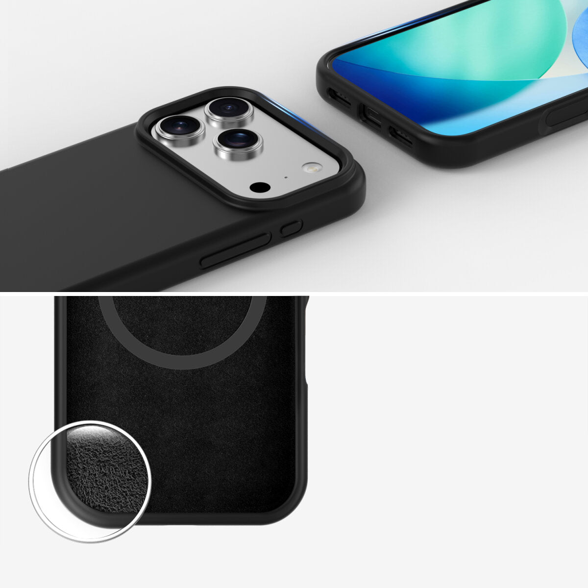 4smarts Cupertino Backcover – für Apple iPhone 17 Pro Max, MagSafe, Silikon+Mikrofaser, Schwarz