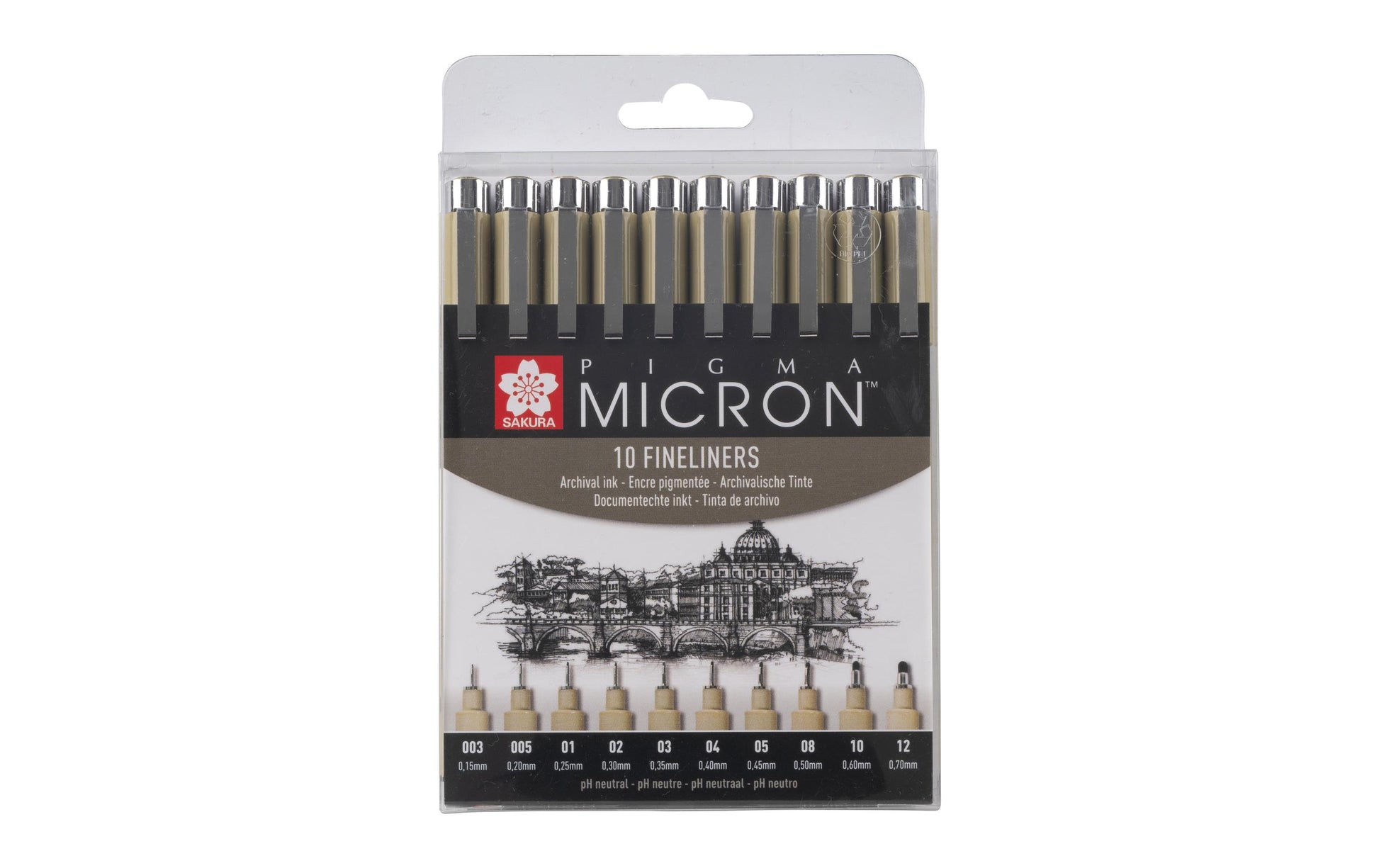 Sakura Pigma Micron Fineliner – 10er-Set – schwarz – wasserfest