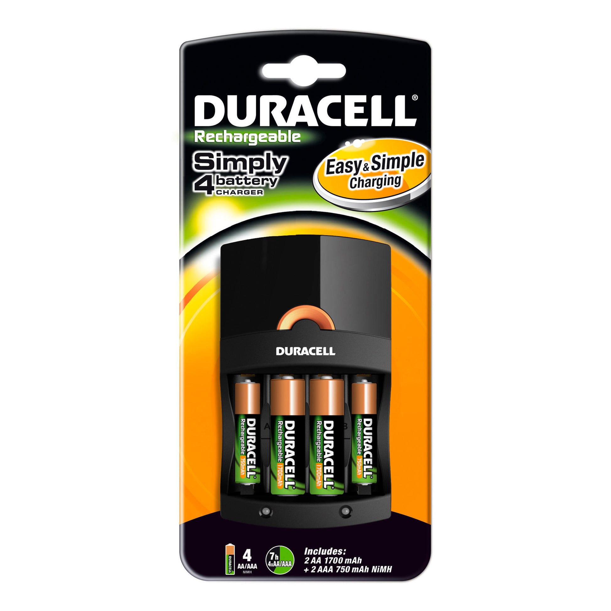 Duracell CEF 14 Batterieladegerät – mit Ladezustandsanzeige – für Mignon (AA) und Micro (AAA) Akkus