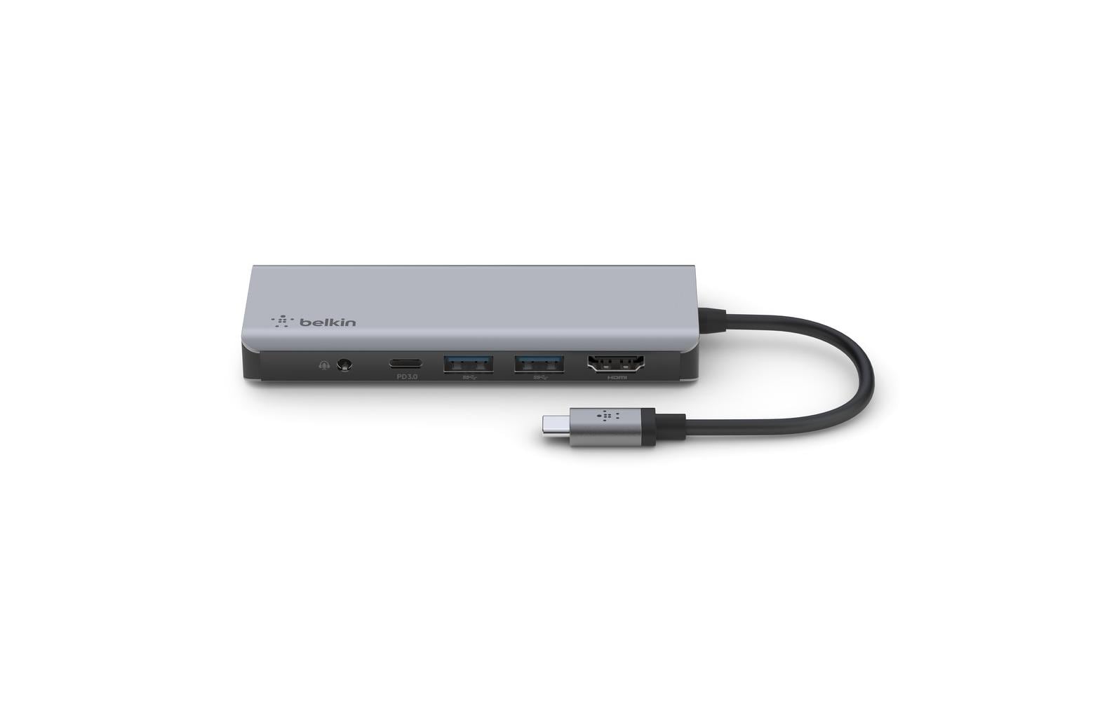 Belkin AVC009btSGY Multiport-Adapter – USB-C, 1× HDMI, 2× USB-A, 100 W PD, SD/microSD, 3,5 mm Audio