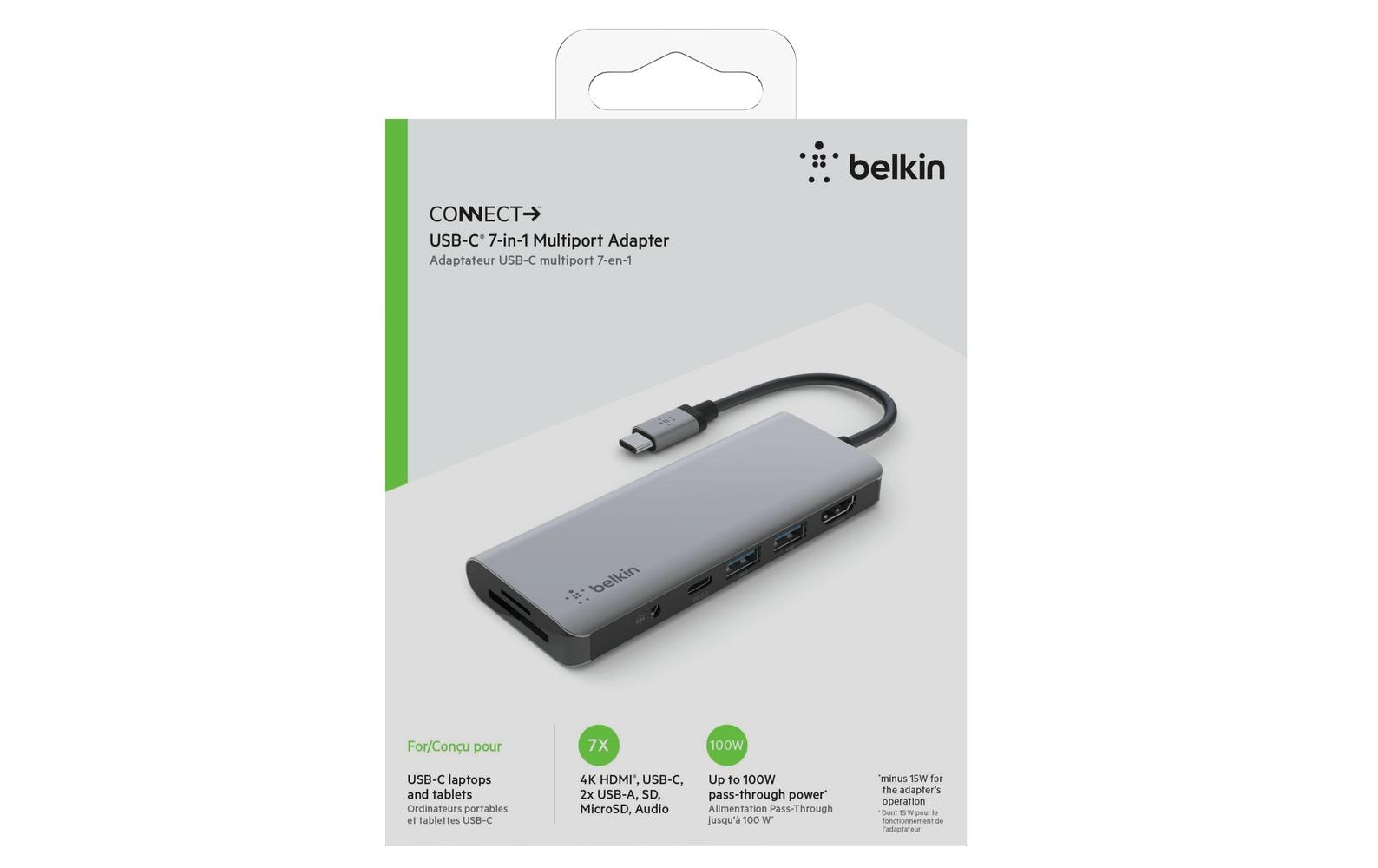 Belkin AVC009btSGY Multiport-Adapter – USB-C, 1× HDMI, 2× USB-A, 100 W PD, SD/microSD, 3,5 mm Audio