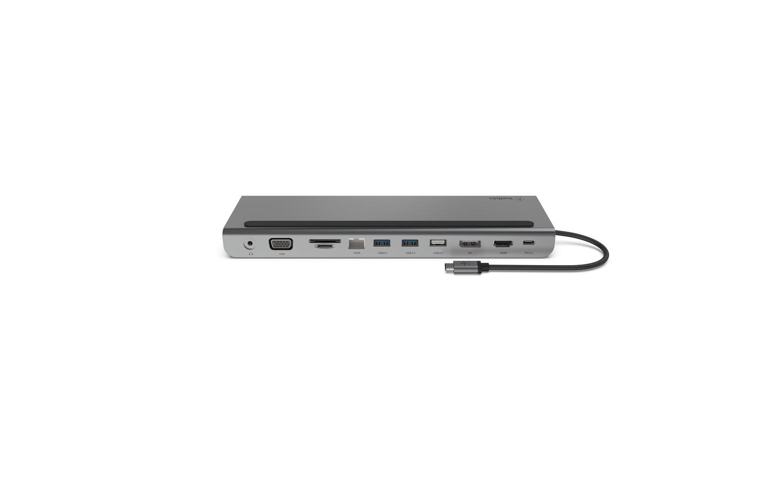 Belkin INC004BTSGY Multiport-Adapter – USB-C, DP/HDMI/VGA, 3× USB-A, USB-C, 100 W PD, GbE, für Windows/Mac
