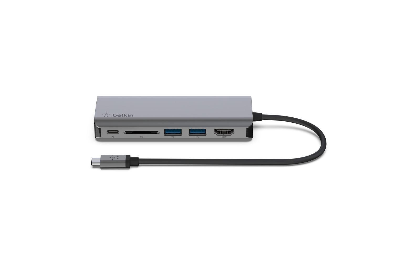 Belkin AVC008BTSGY Multiport-Adapter – USB-C, 1× HDMI, 2× USB-A, 100 W PD, GbE, SD