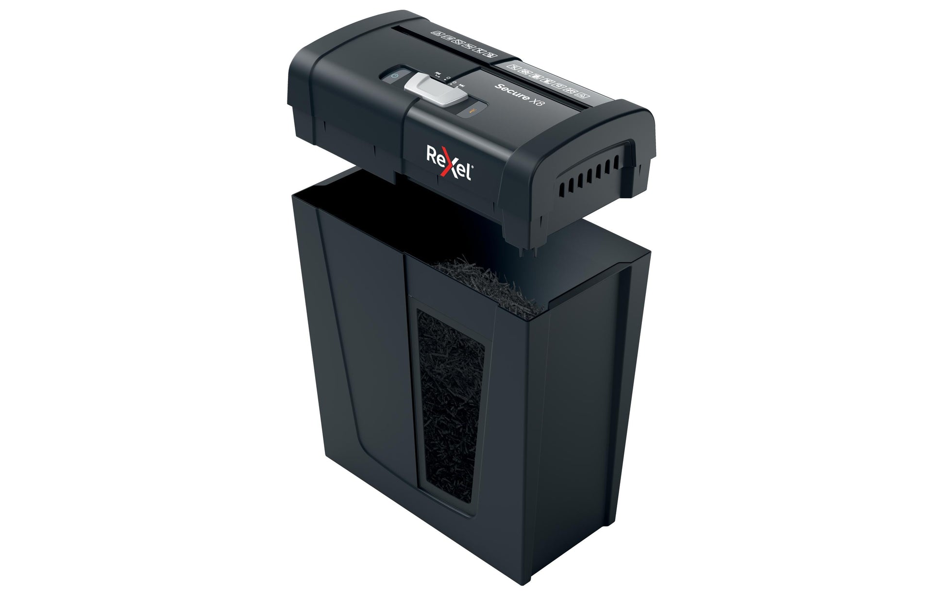 Rexel Secure X8 – Aktenvernichter, DIN P-4, Partikelschnitt 4 × 40 mm, 8 Blatt, 10 l, A4