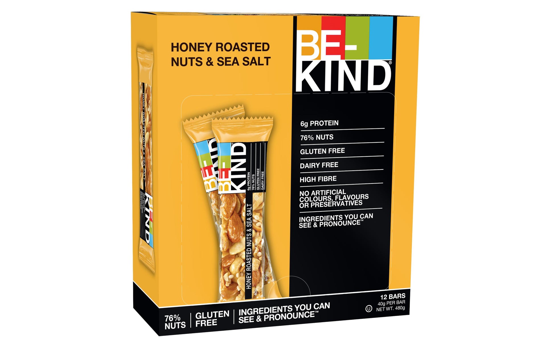 Kind BE-KIND Nussriegel – Honig-geröstete Nüsse & Meersalz, glutenfrei – 12 × 40 g