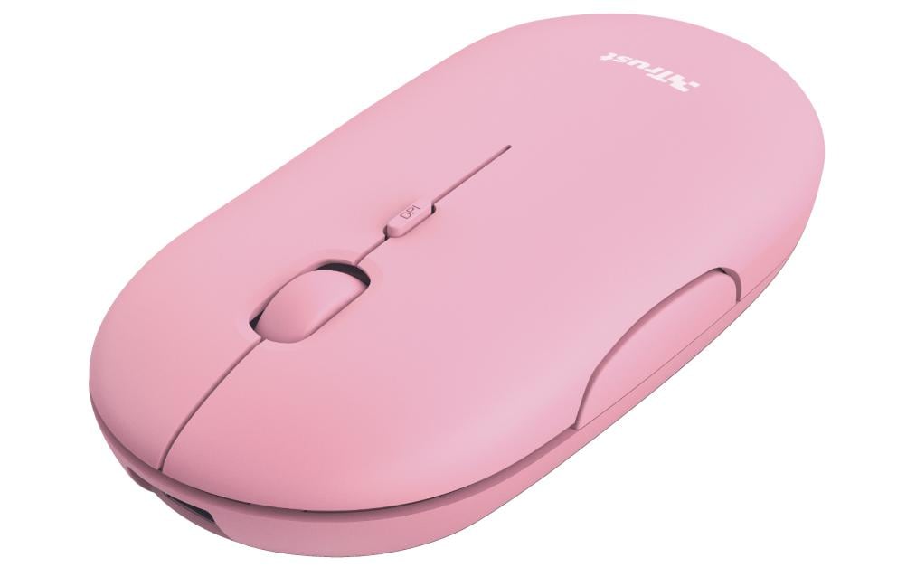 Trust Puck – Maus – Kabellos (Bluetooth/2,4 GHz), 1600 DPI, Beidhändig, Pink