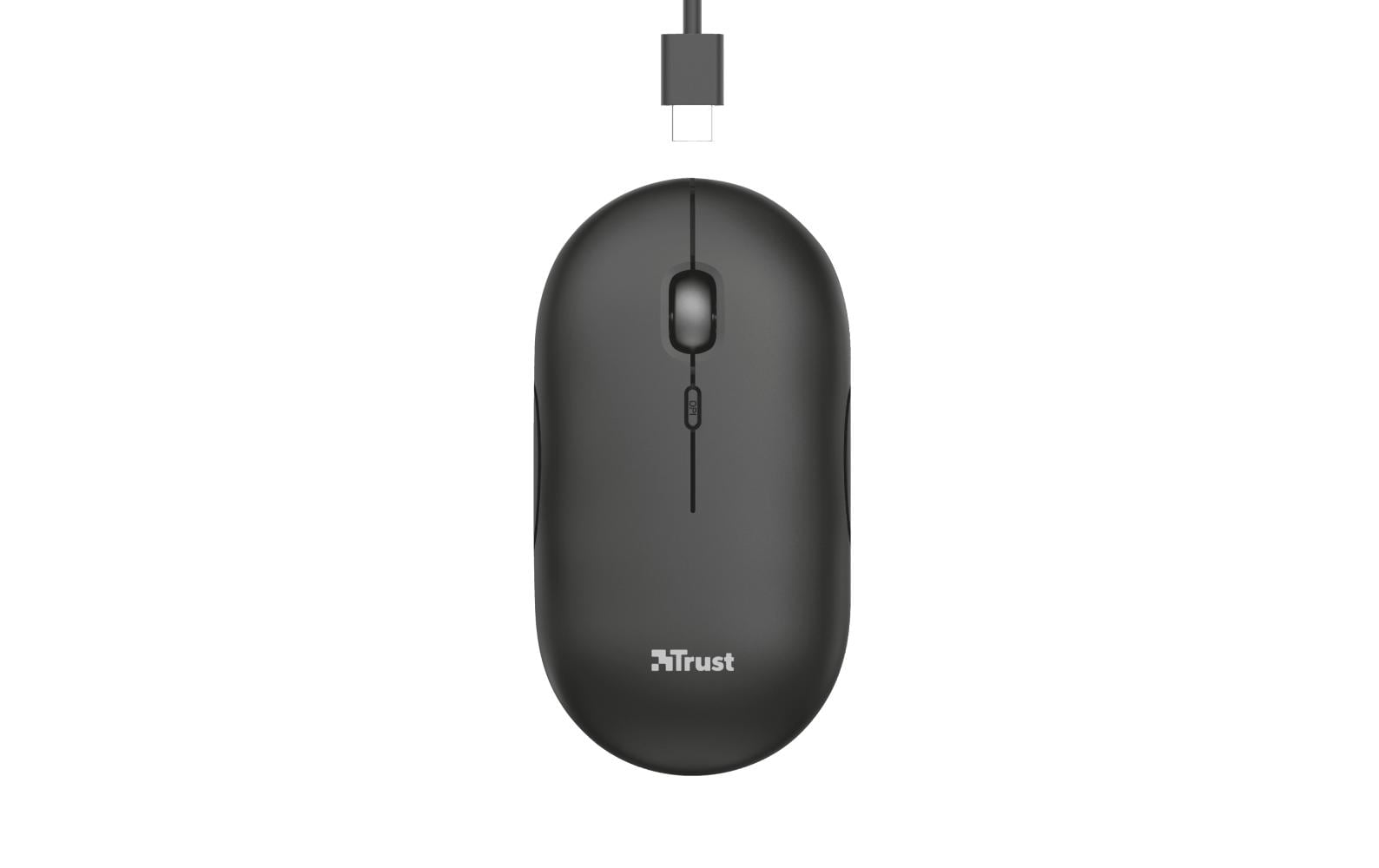 Trust Puck – Maus – Kabellos (Bluetooth/2,4 GHz), 1600 DPI, beidhändig, Schwarz