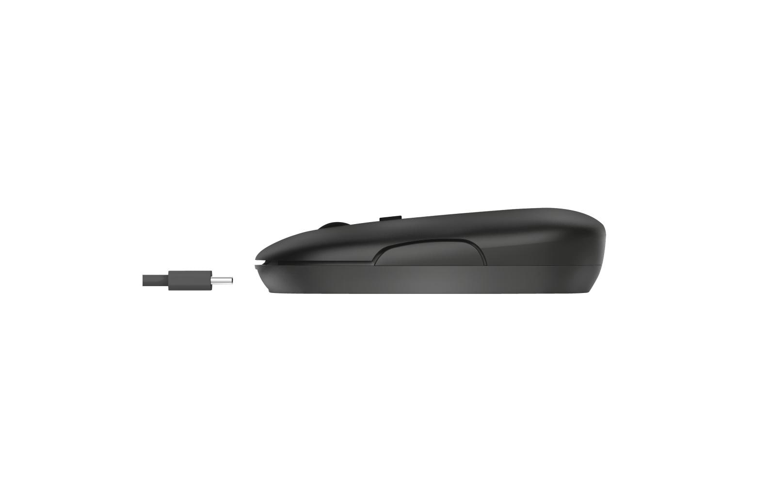 Trust Puck – Maus – Kabellos (Bluetooth/2,4 GHz), 1600 DPI, beidhändig, Schwarz
