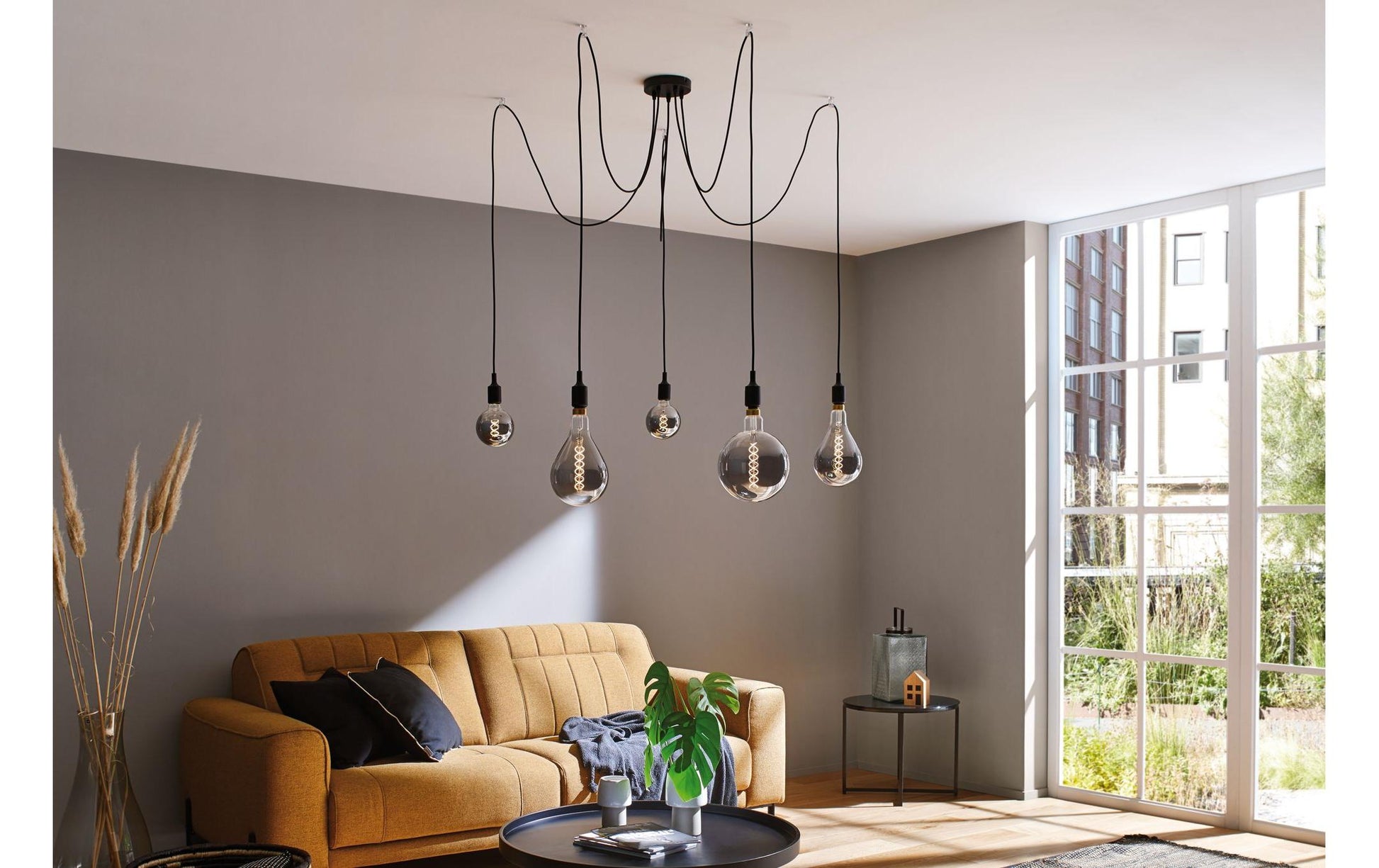 Paulmann Deckenleuchte Neordic Ketil – Ø 15 × 200 cm, 100 W, dimmbar, 5× E27, exkl. Leuchtmittel, schwarz