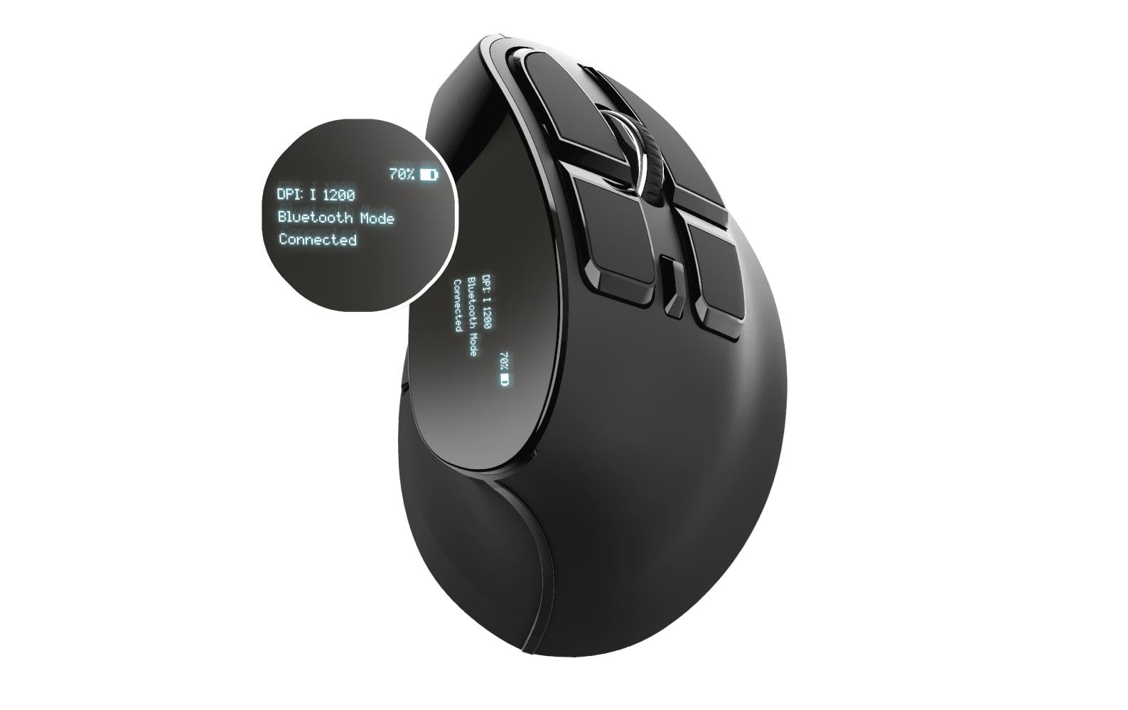 Trust Voxx – Vertikale Maus – Kabellos (Bluetooth/2,4 GHz), Rechtshänder, Schwarz