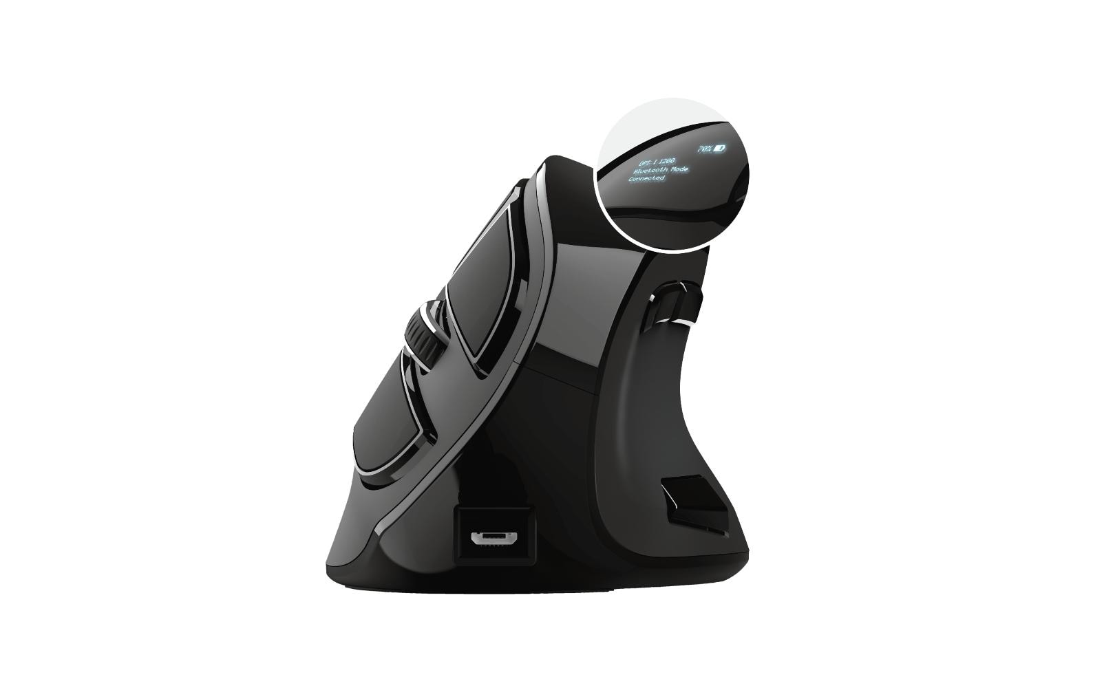 Trust Voxx – Vertikale Maus – Kabellos (Bluetooth/2,4 GHz), Rechtshänder, Schwarz
