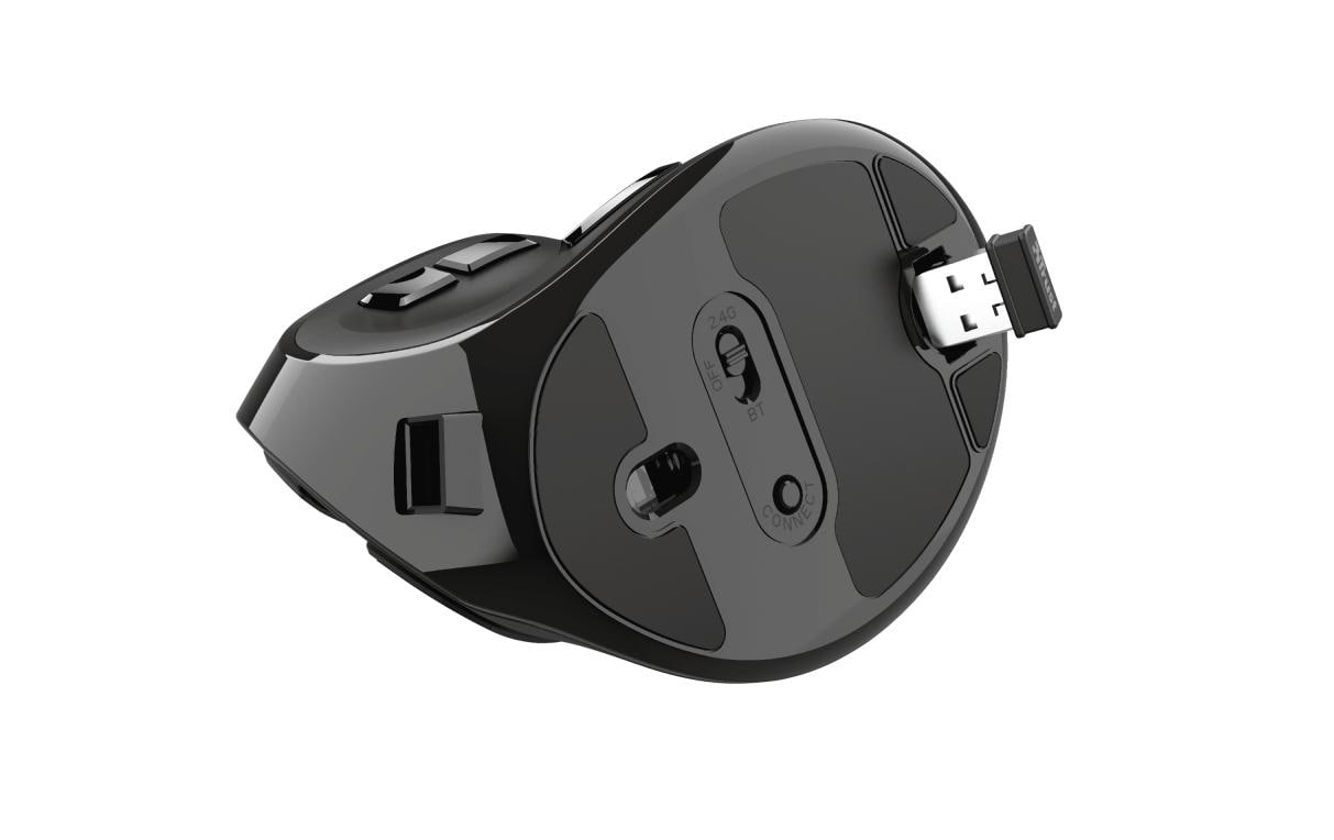 Trust Voxx – Vertikale Maus – Kabellos (Bluetooth/2,4 GHz), Rechtshänder, Schwarz