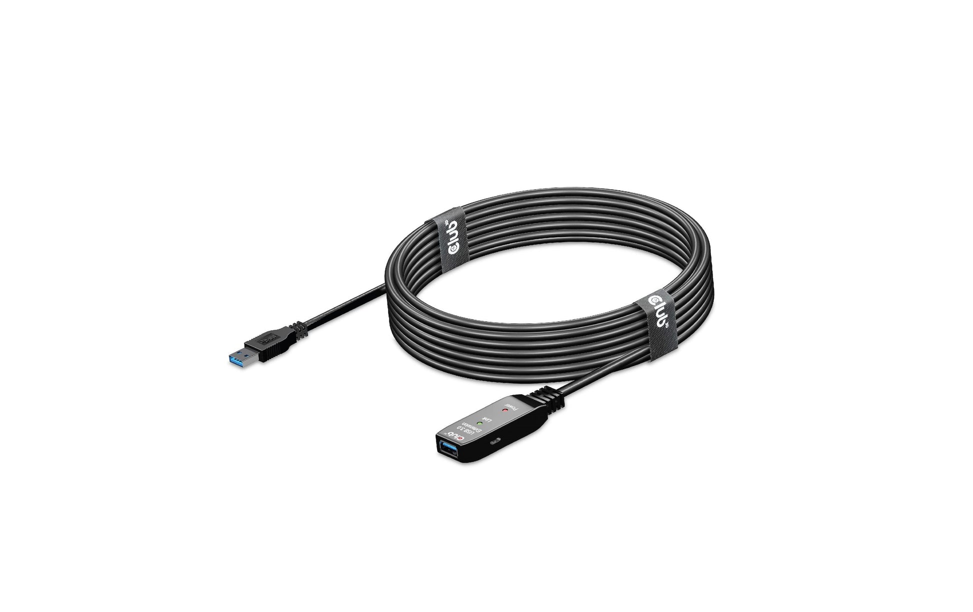 CLUB3D Club 3D – USB-A Verlängerungskabel (Stecker auf Buchse) – USB 3.2 Gen 1 (5 Gbit/s) – 5 m – Aktiv – Schwarz