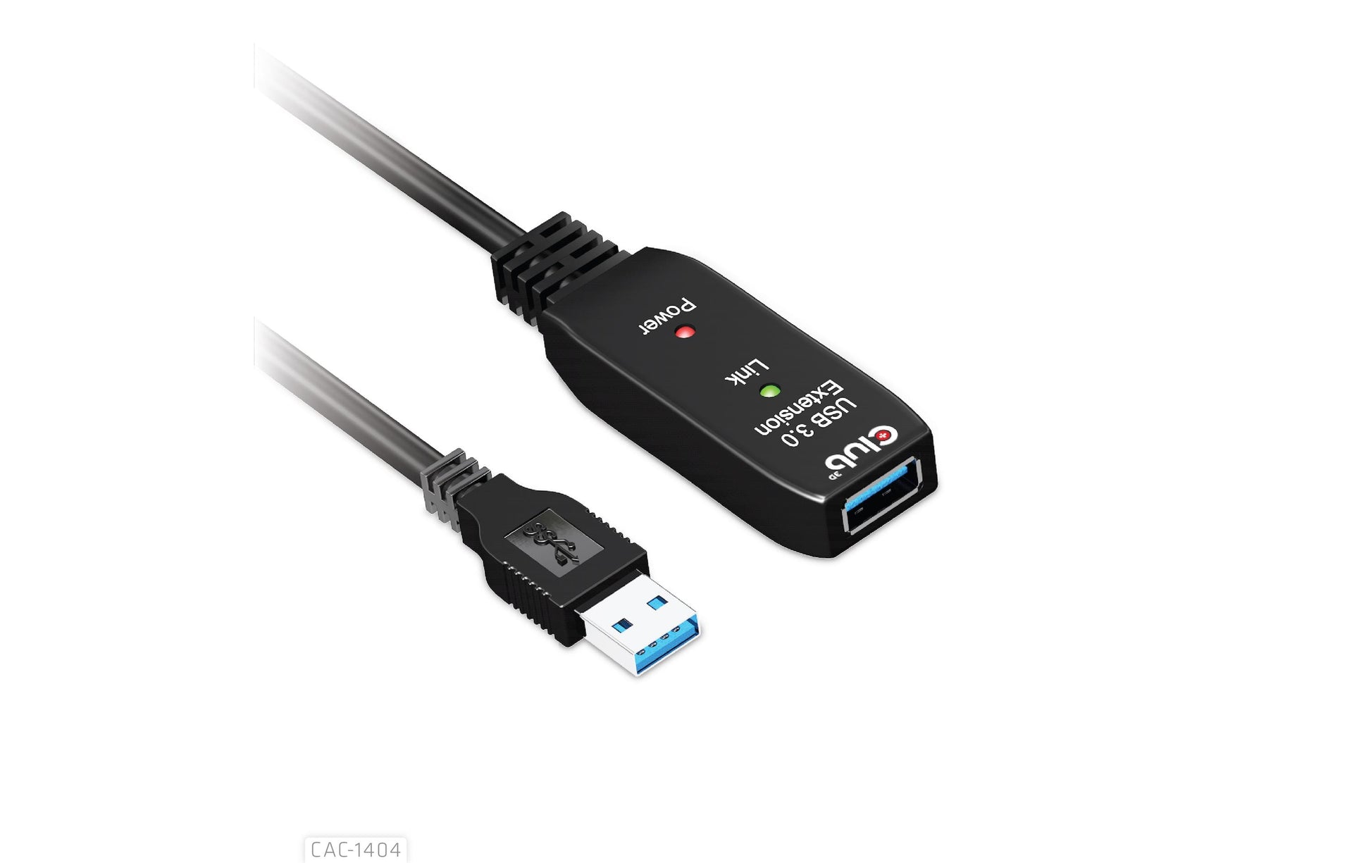 CLUB3D Club 3D – USB-A Verlängerungskabel (Stecker auf Buchse) – USB 3.2 Gen 1 (5 Gbit/s) – 5 m – Aktiv – Schwarz