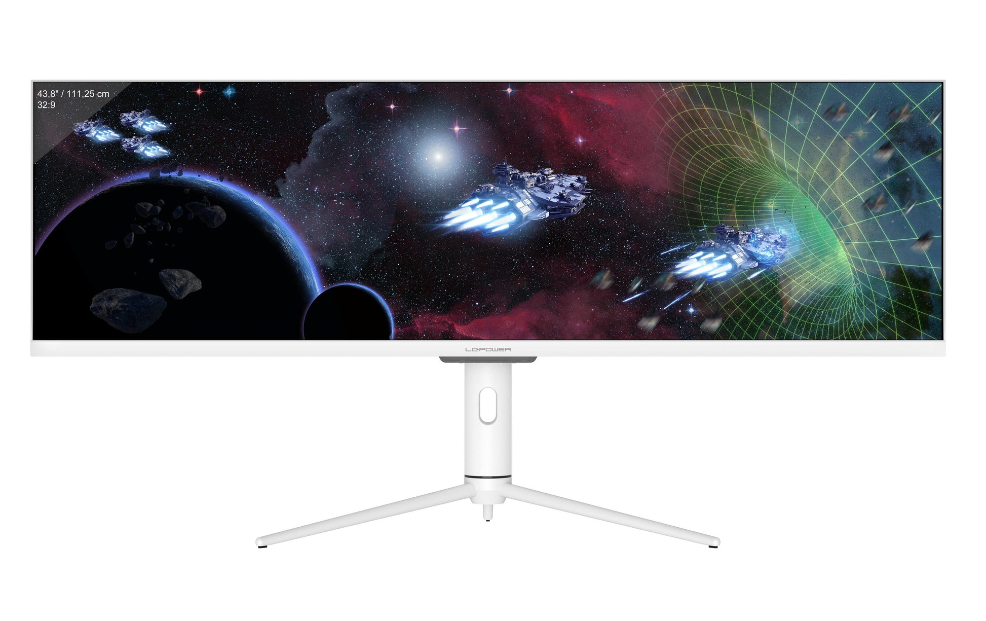 LC-Power LC-M44-DFHD-120 – Monitor, 43,8", 3840 × 1080, IPS, 120 Hz, 400 cd/m², USB-C, VESA 75 × 75, Weiss