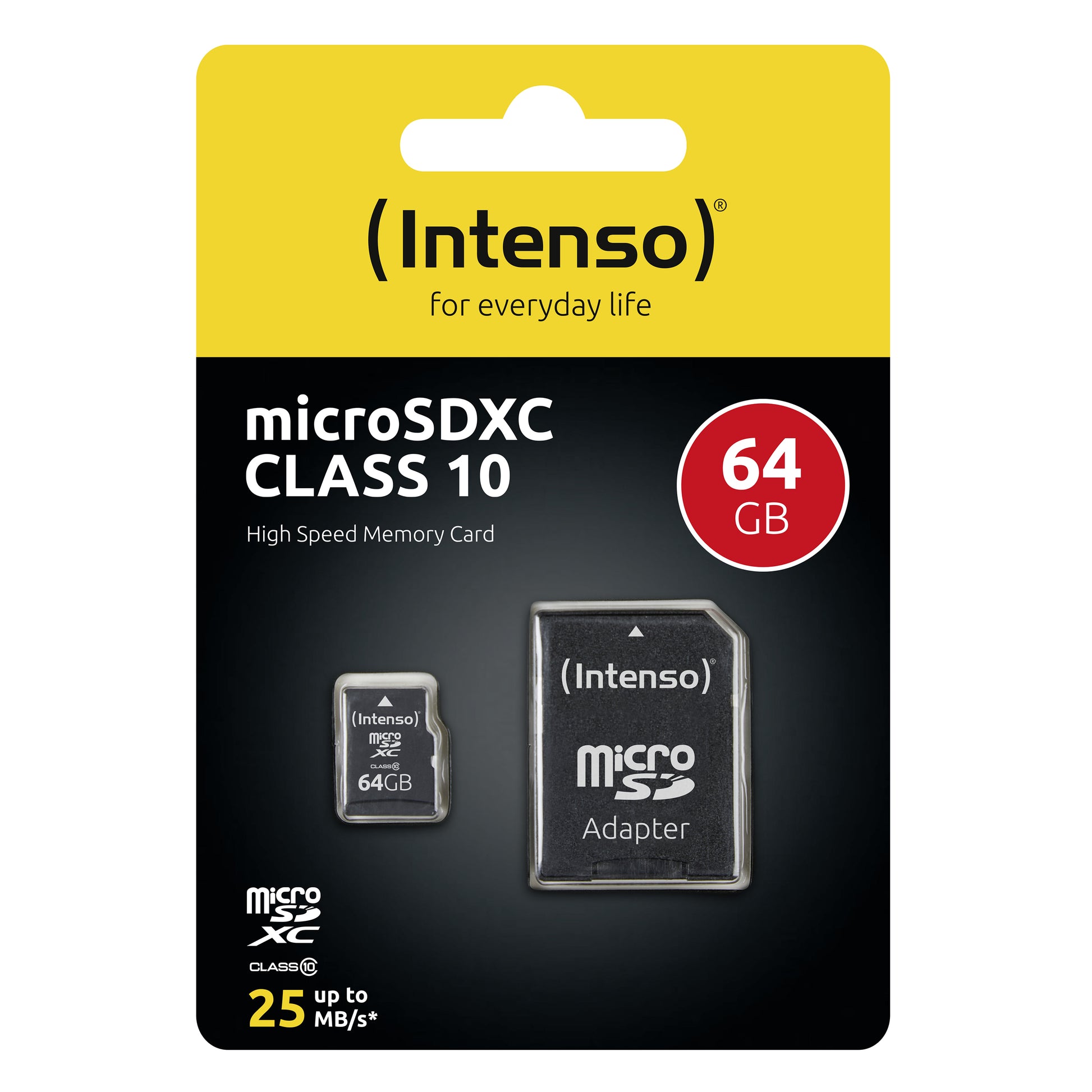 Intenso microSDXC 64 GB – Class 10, 25 MB/s Lesen, inkl. SD-Adapter