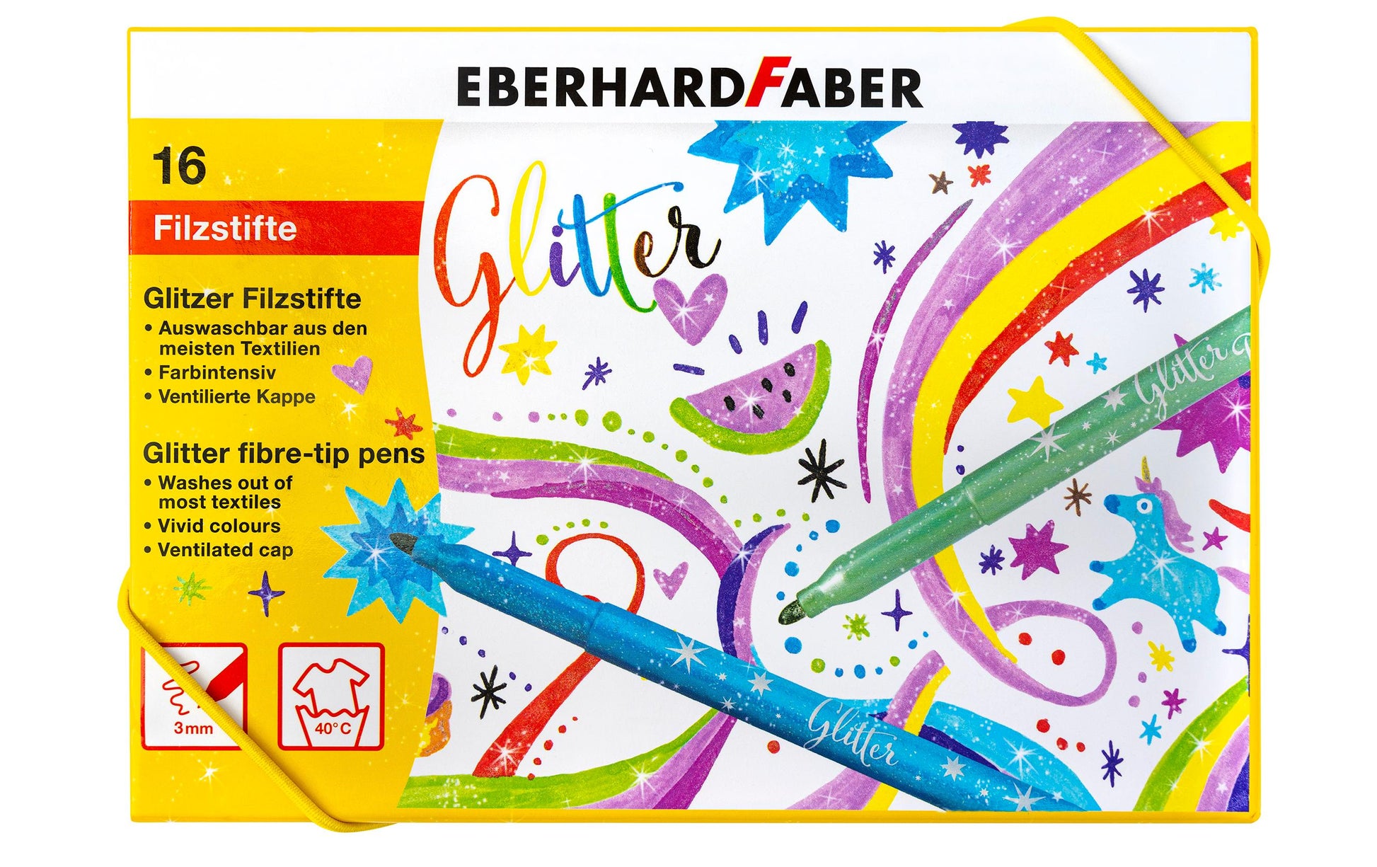 Eberhard Faber Filzstifte, Strichbreite 3 mm, auswaschbar ab 40 °C, 16 Farben