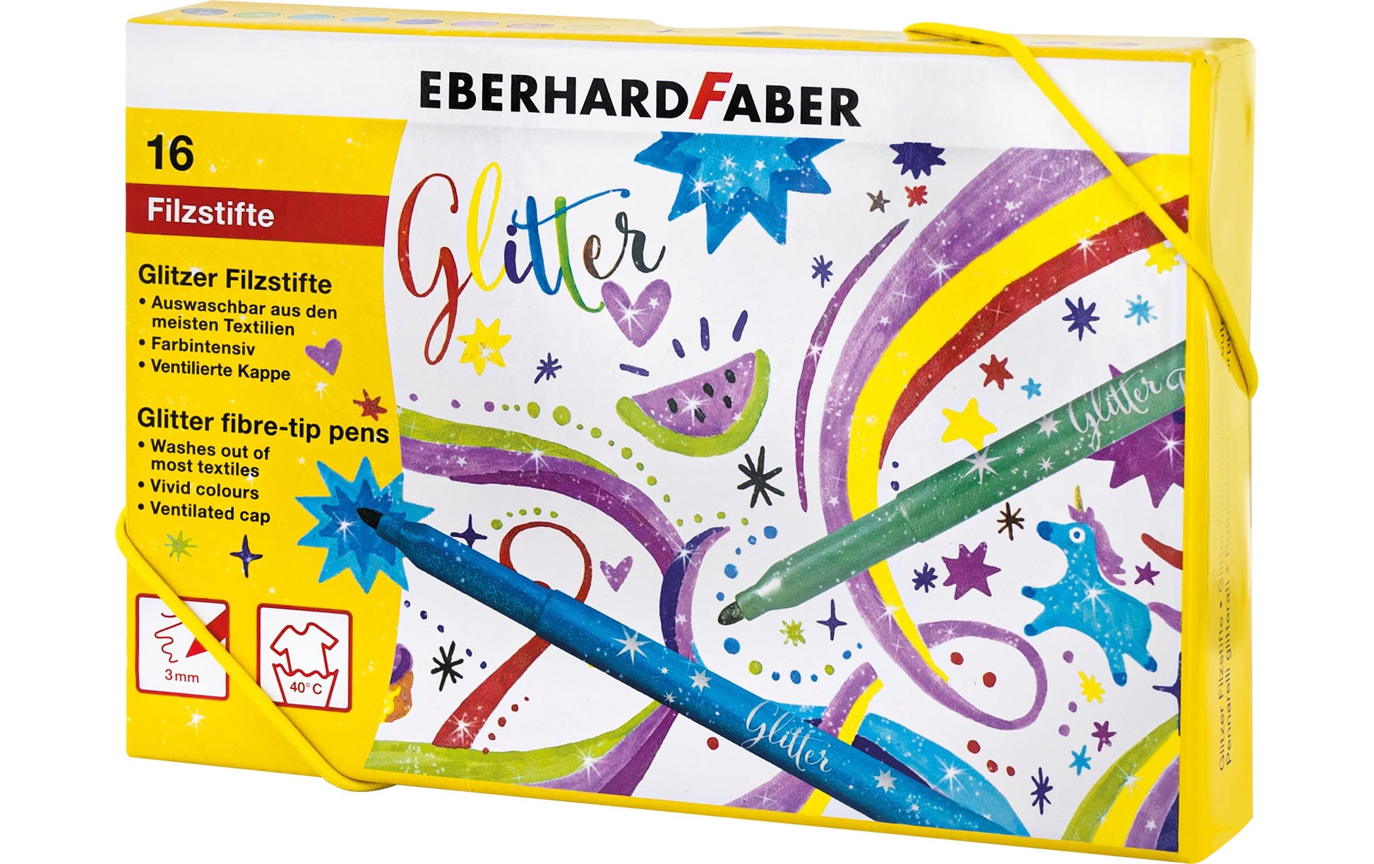 Eberhard Faber Filzstifte, Strichbreite 3 mm, auswaschbar ab 40 °C, 16 Farben
