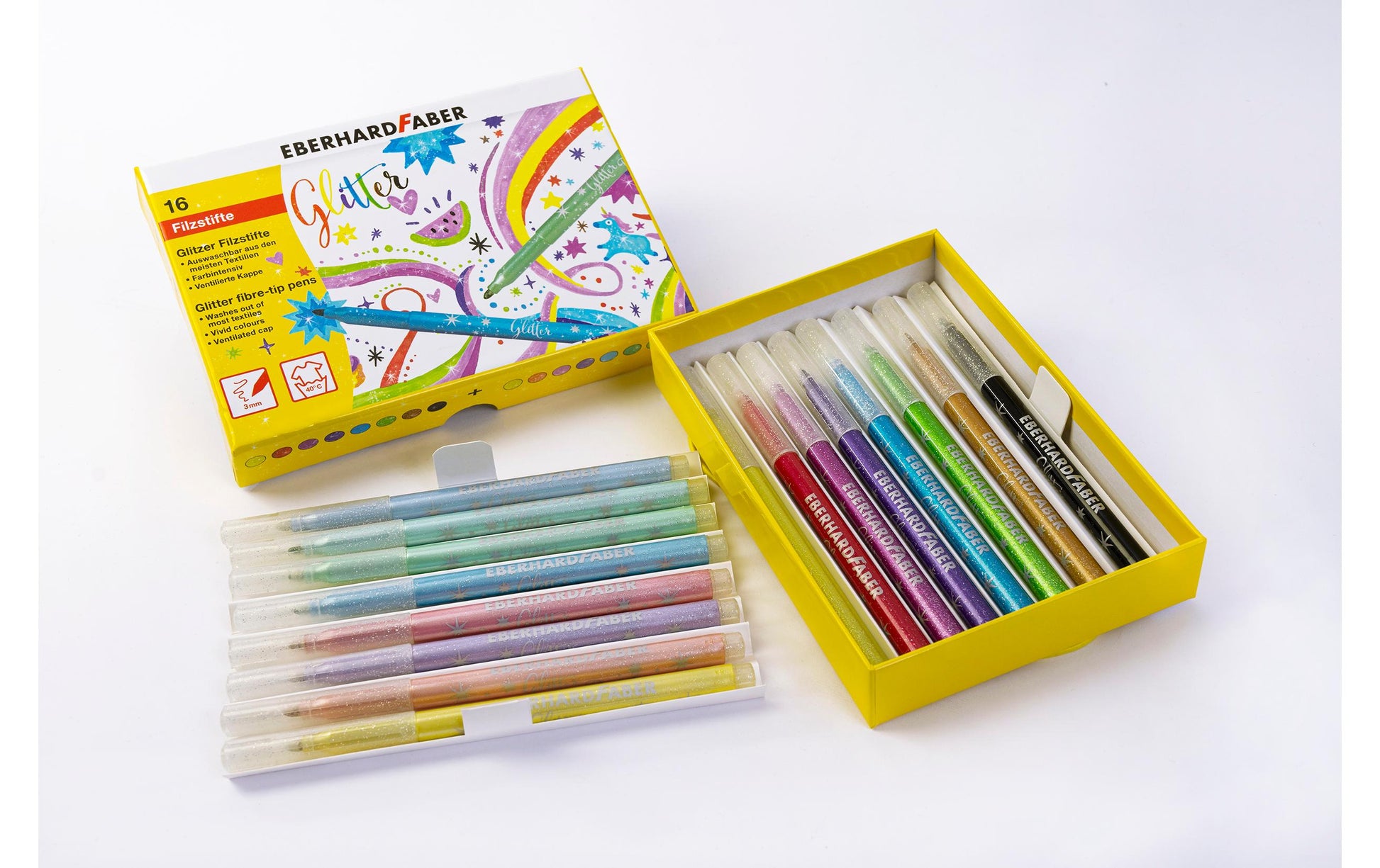 Eberhard Faber Filzstifte, Strichbreite 3 mm, auswaschbar ab 40 °C, 16 Farben
