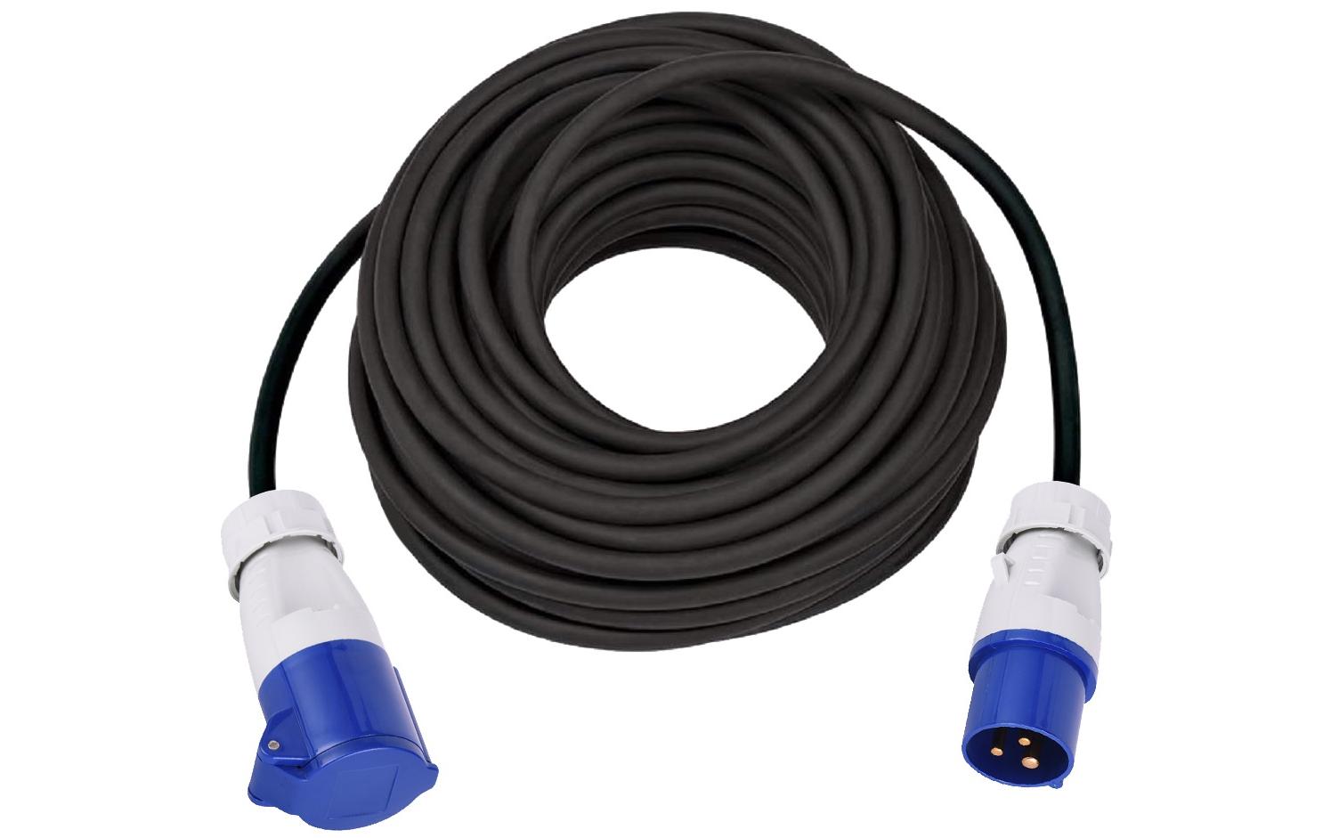 maxCAMP Verlängerungskabel – 15,00 m, Schwarz, H07RN-F 3G 1,5 mm², mit CEE 16-3 Stecker & Kupplung, 16 A