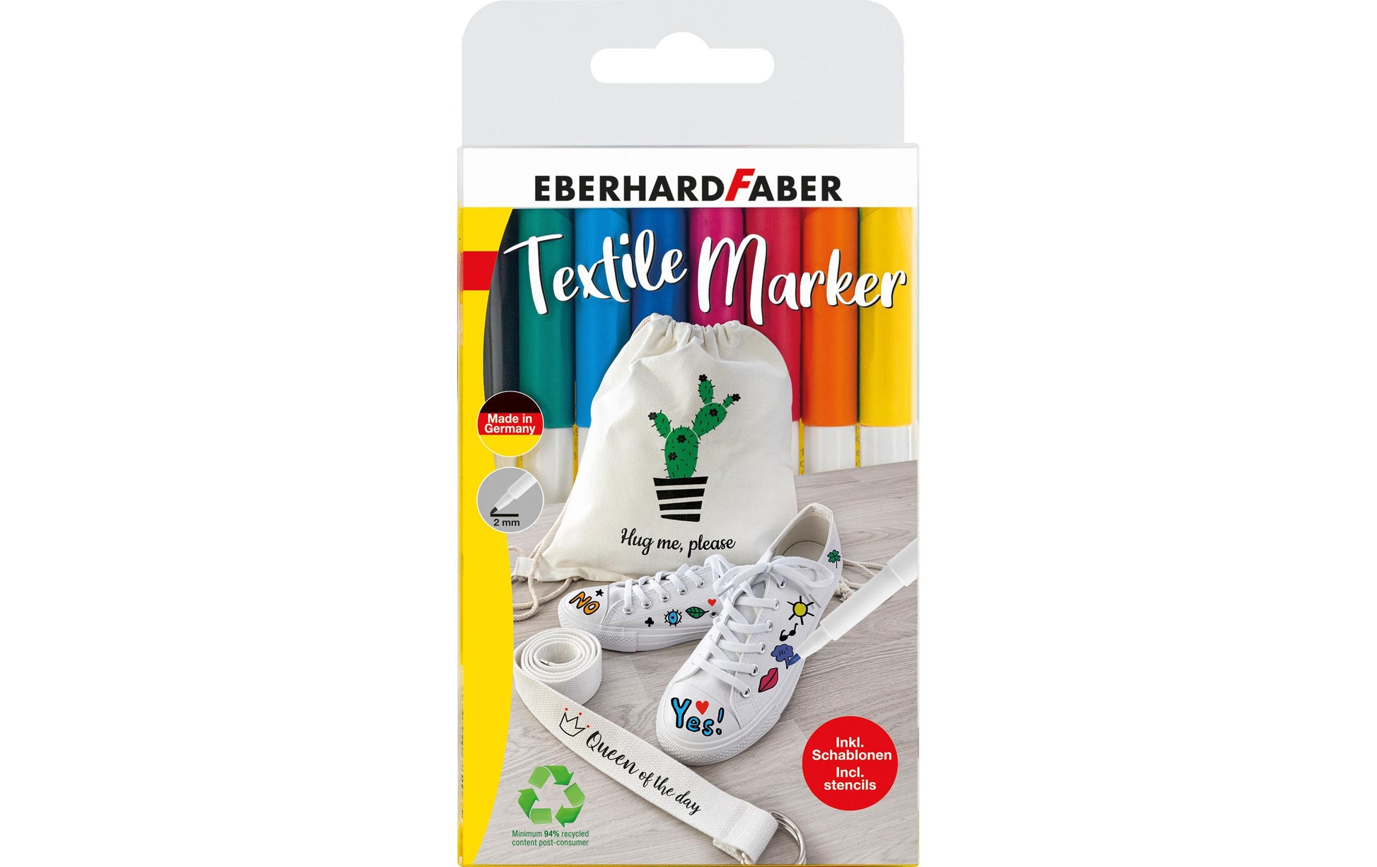 Eberhard Faber Textilmarker – Rundspitze – Mehrfarbig, 8er-Set