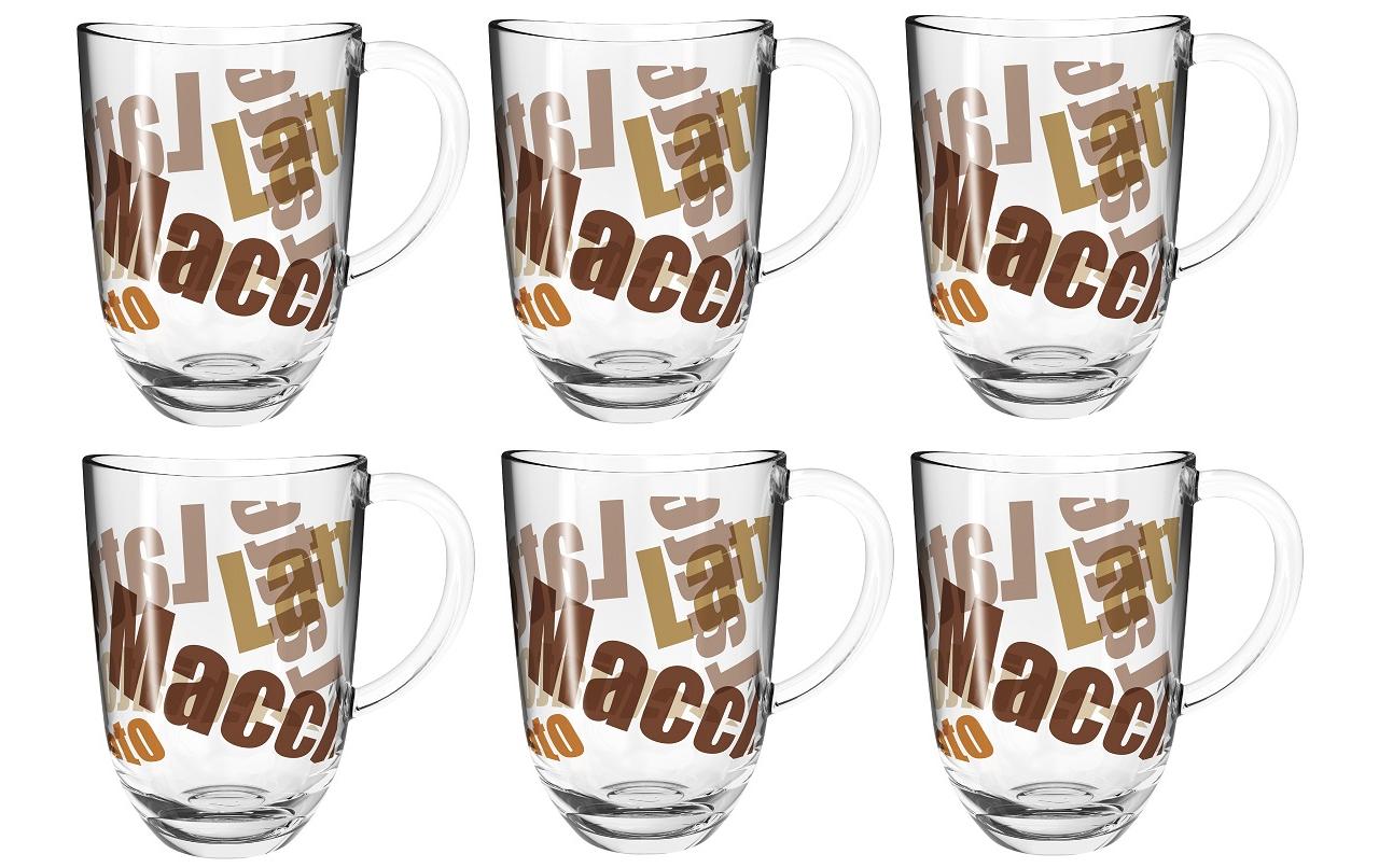 LEONARDO Latte Macchiato Glas Napoli – 6er Set, 380 ml, Ø 8,2 cm, Kalk-Natron-Glas, spülmaschinenfest